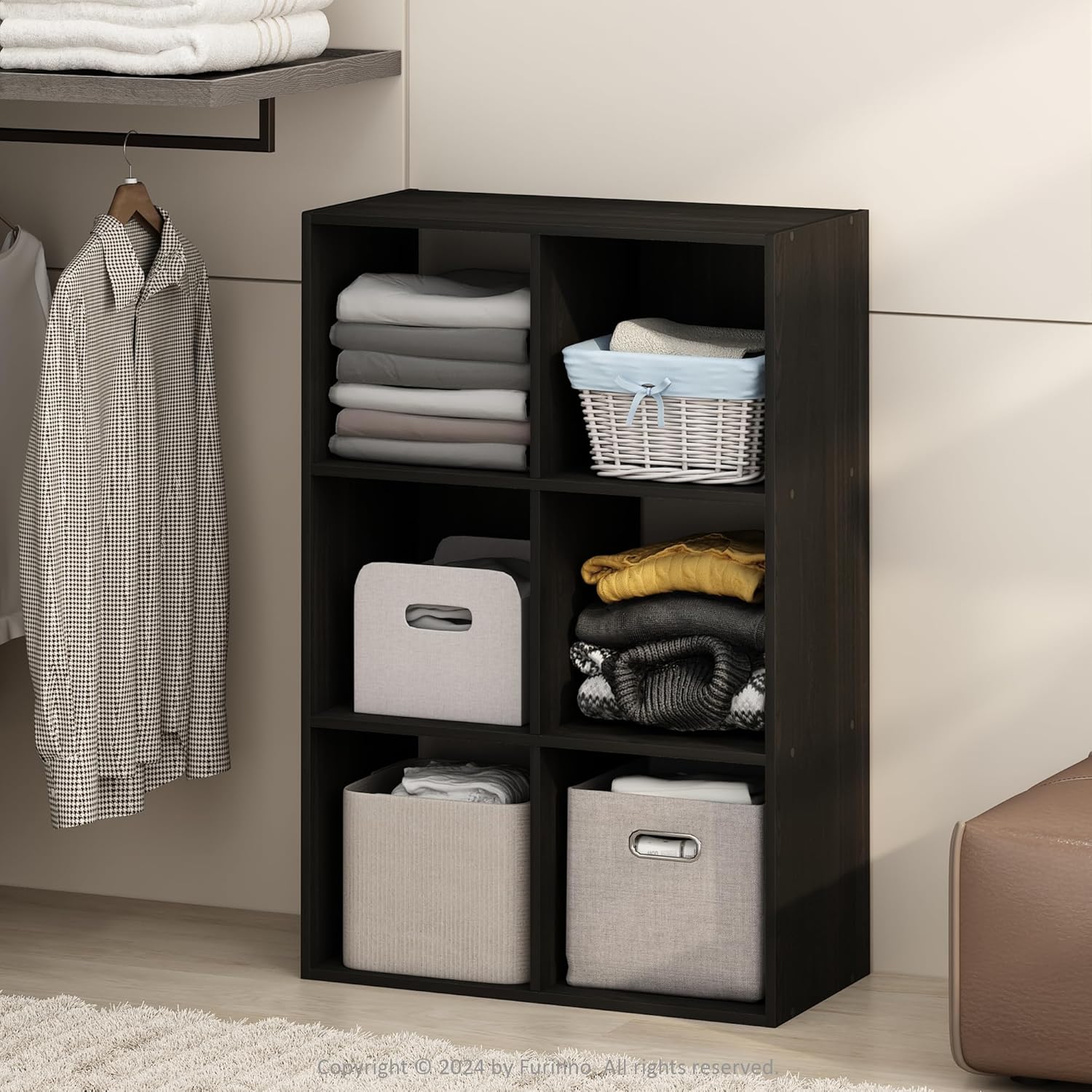 9-Cube Open Shelf Closet Organizer, White, Wardrobe and Bedroom Storage