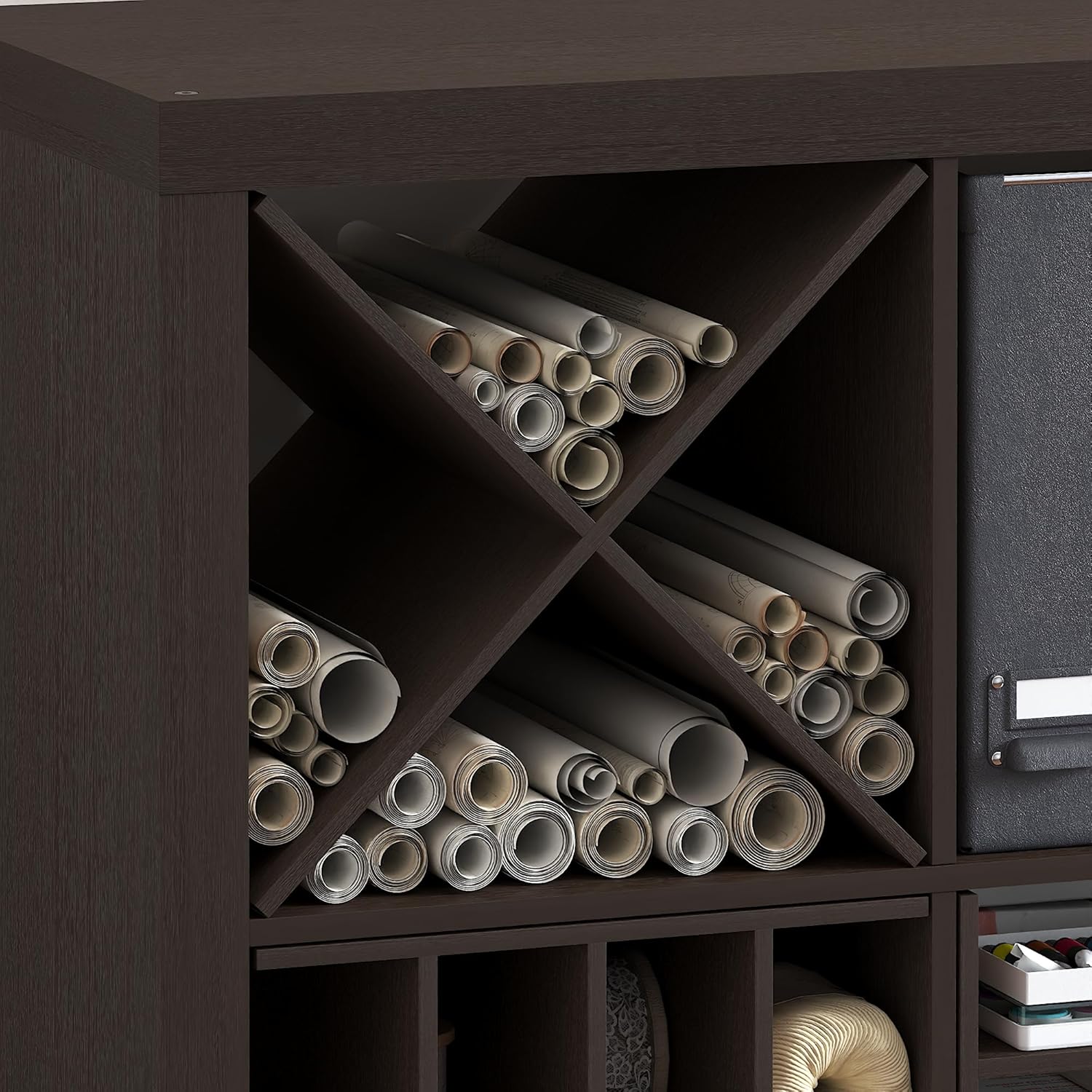 2-Tier Cube Insert Shelf, H-Shelf Organizer, Fits 3x3 Cubes and Kallax, White