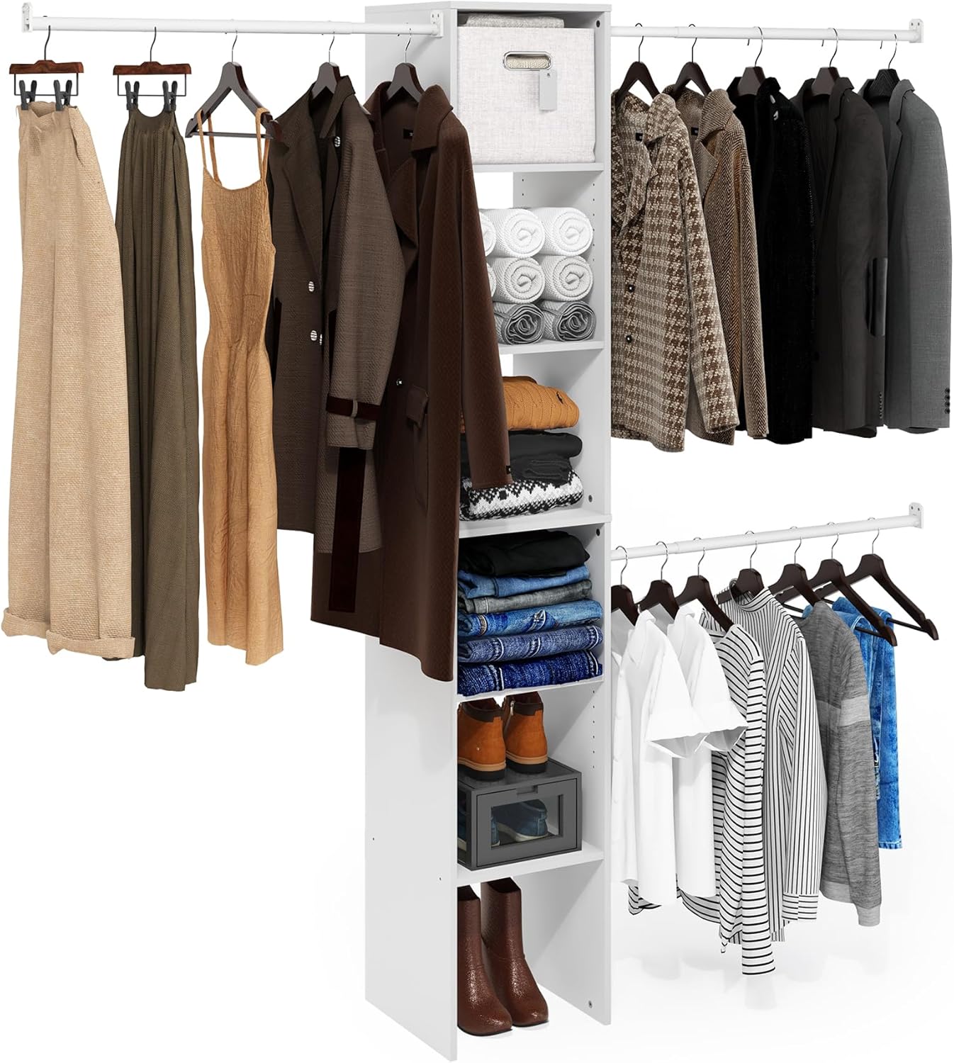 9-Cube Open Shelf Closet Organizer, White, Wardrobe and Bedroom Storage