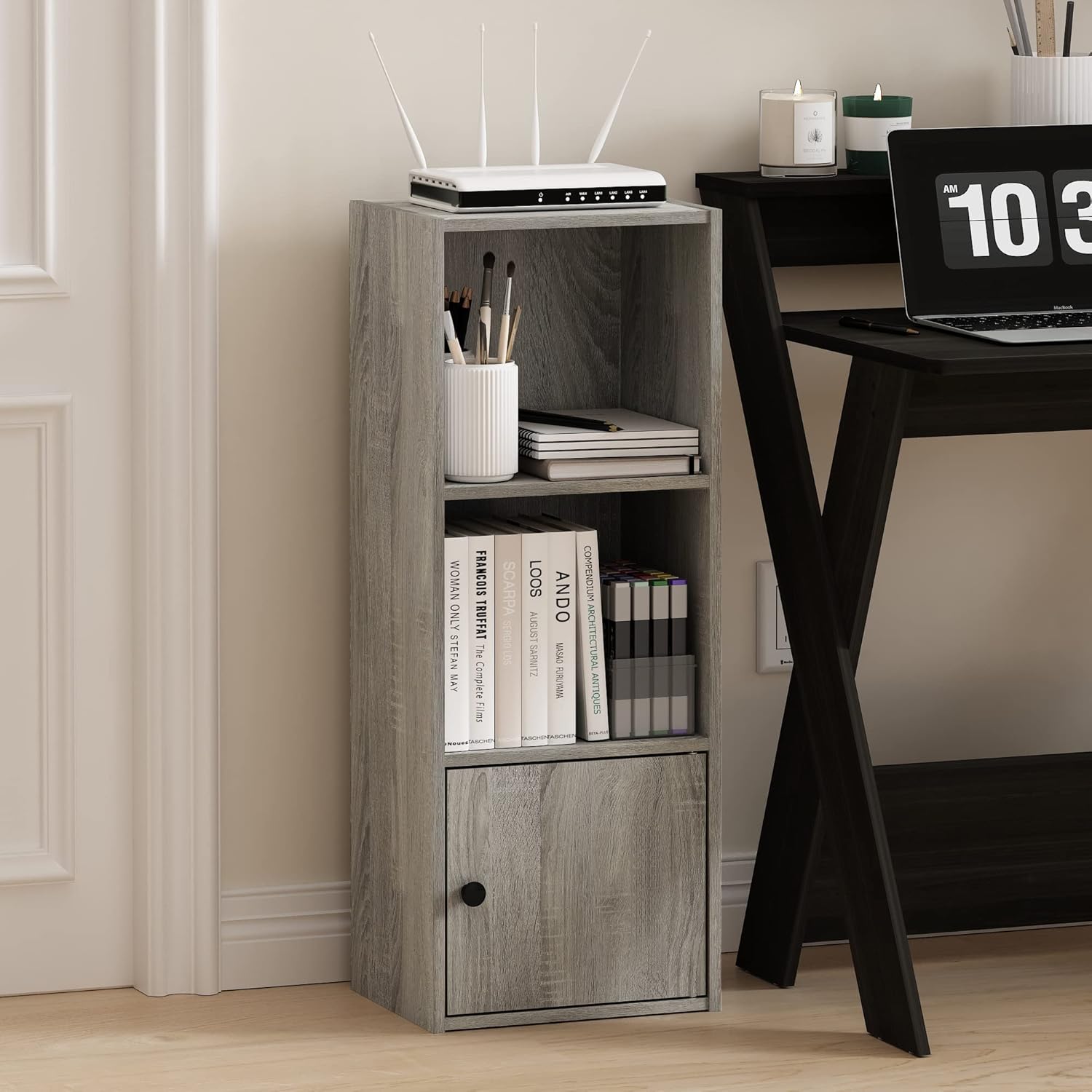 7-Cube Bookshelf, White, Bookcase for Living Room, Bedroom, Home Office