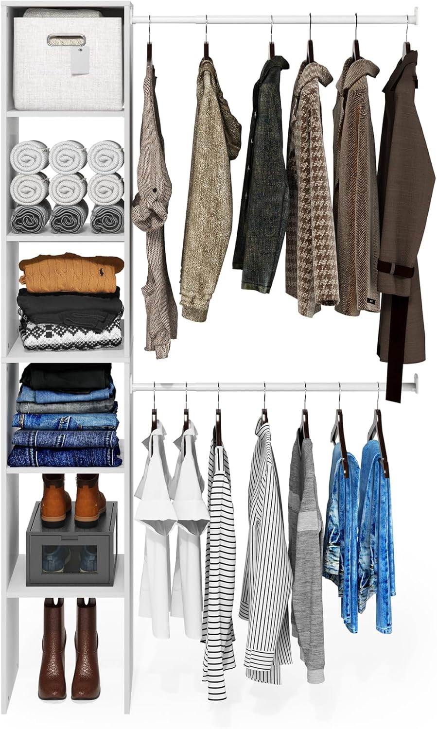 9-Cube Open Shelf Closet Organizer, White, Wardrobe and Bedroom Storage