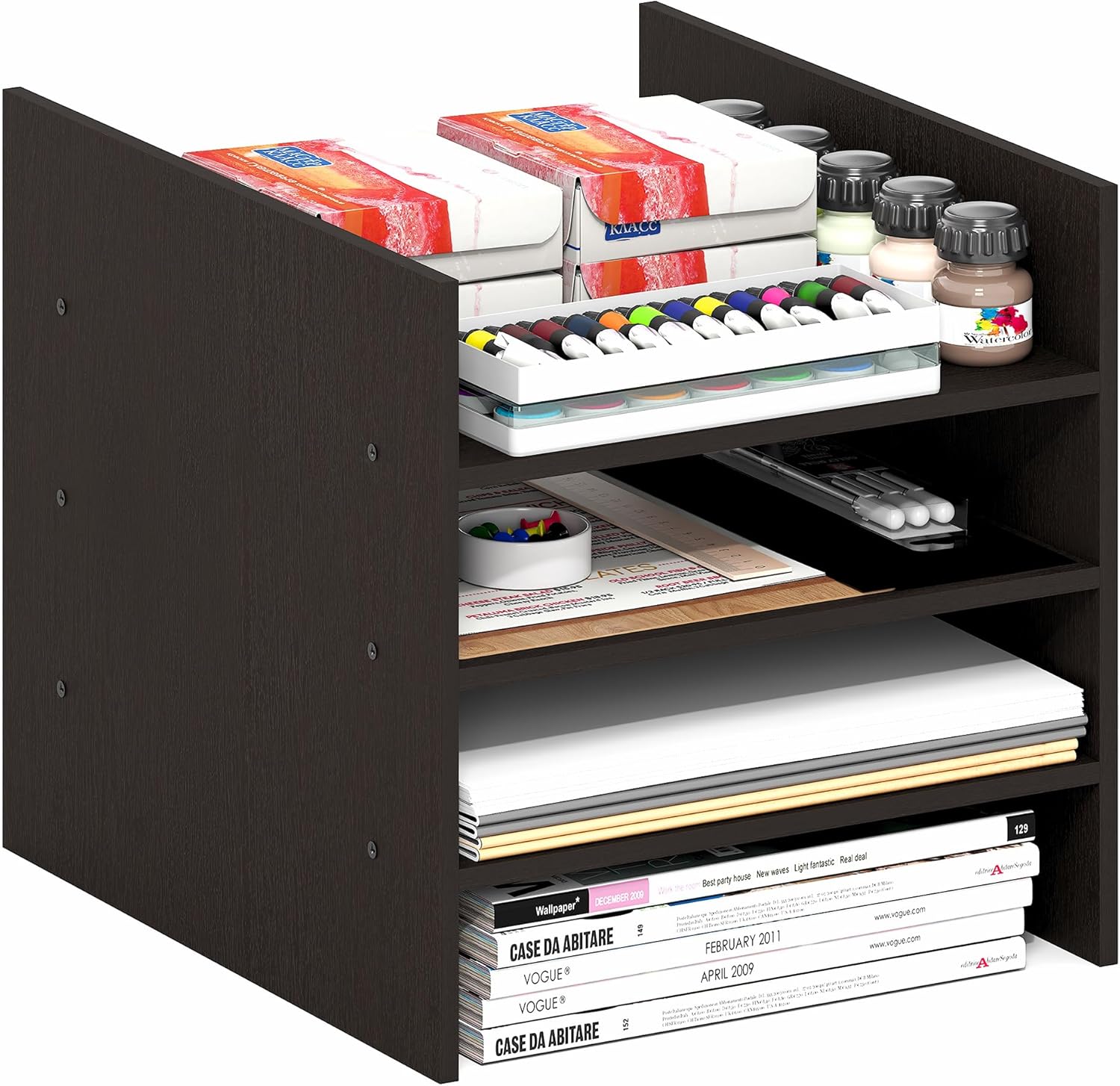 2-Tier Cube Insert Shelf, H-Shelf Organizer, Fits 3x3 Cubes and Kallax, White