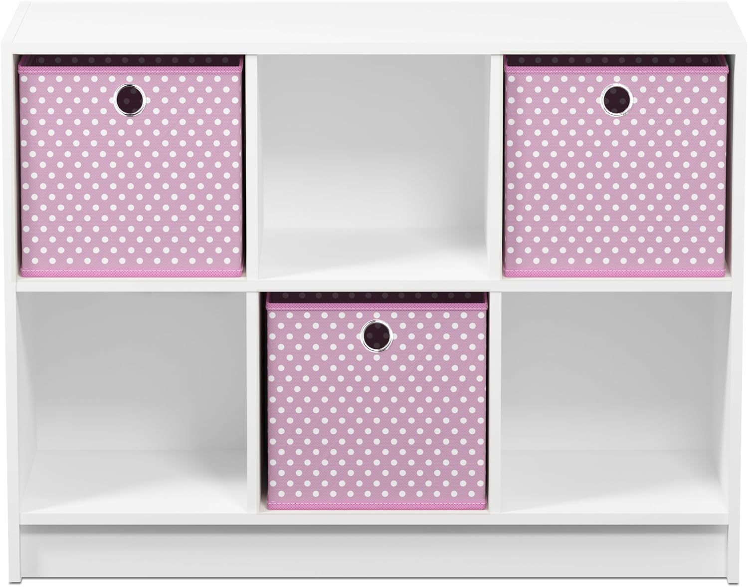 3x2 Cube Storage Bookcase Organizer with Bins, French Oak Grey/Black