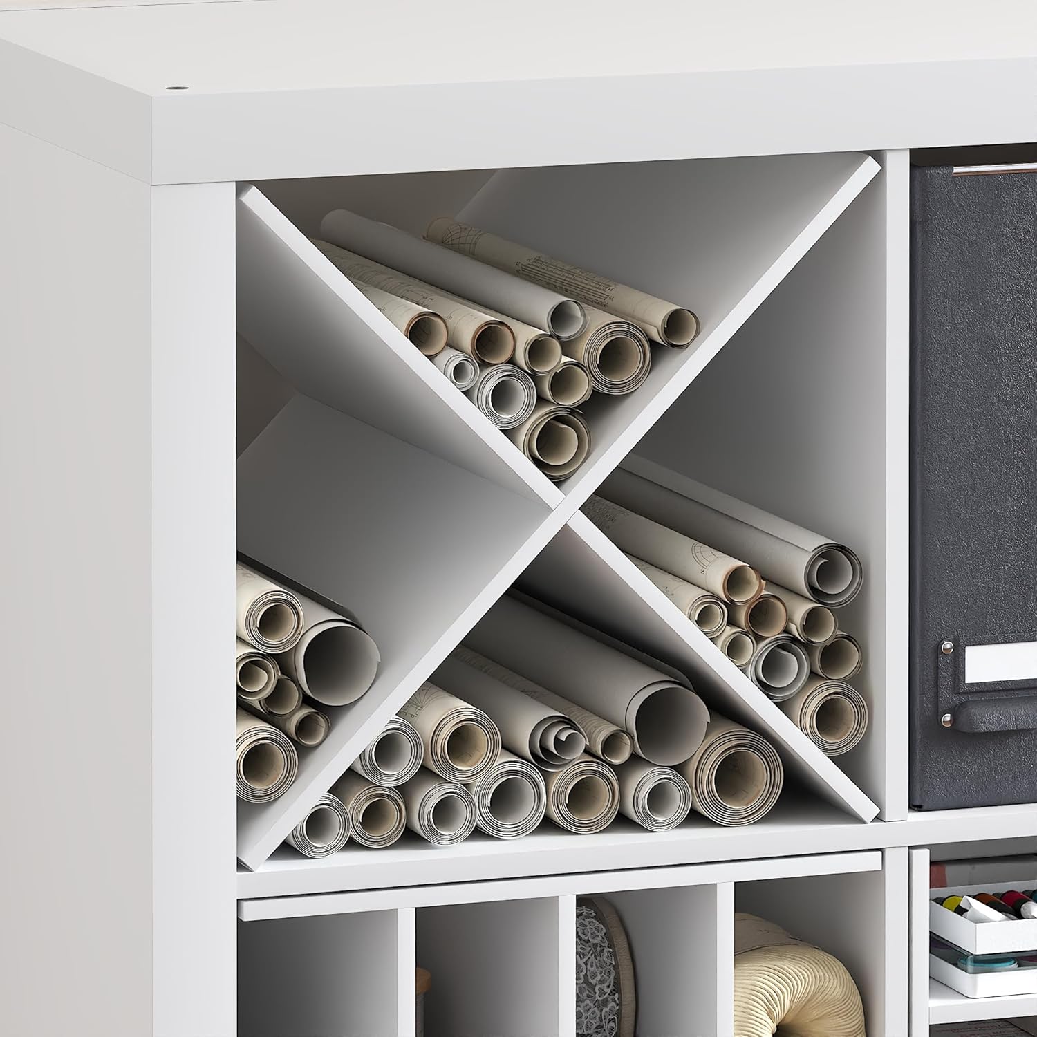 2-Tier Cube Insert Shelf, H-Shelf Organizer, Fits 3x3 Cubes and Kallax, White