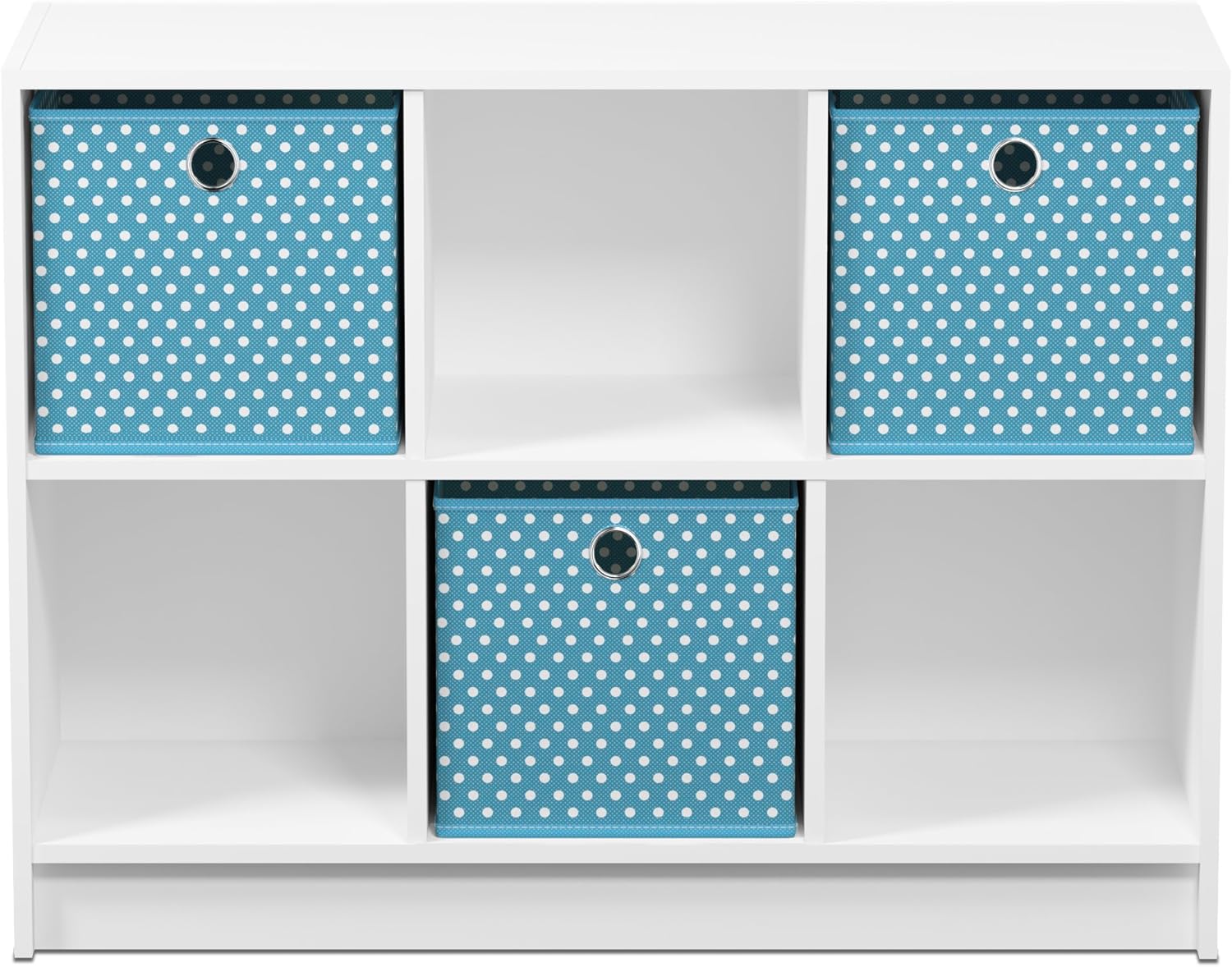 3x2 Cube Storage Bookcase Organizer with Bins, French Oak Grey/Black