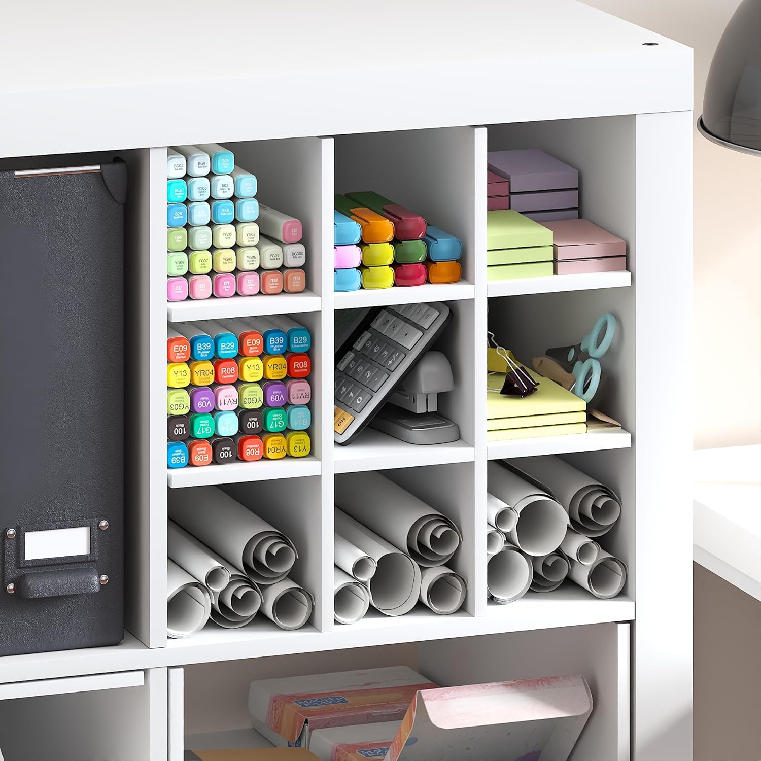 2-Tier Cube Insert Shelf, H-Shelf Organizer, Fits 3x3 Cubes and Kallax, White