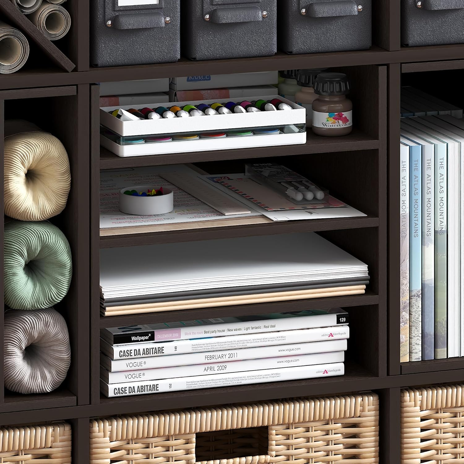 2-Tier Cube Insert Shelf, H-Shelf Organizer, Fits 3x3 Cubes and Kallax, White