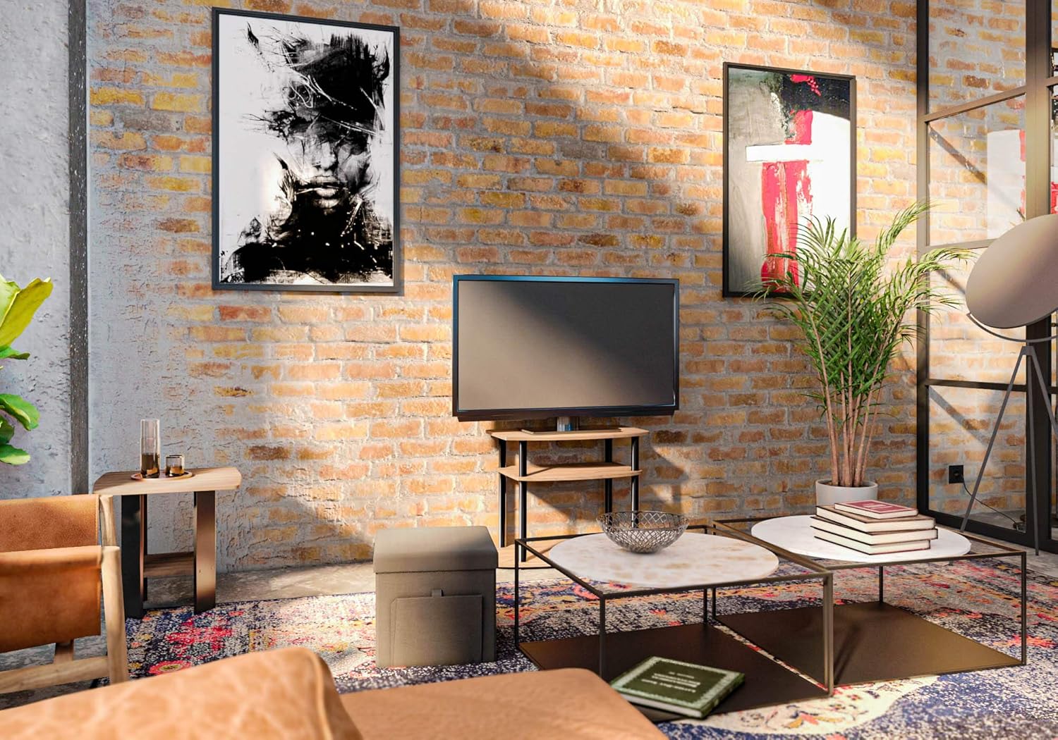 3x2 Cube Storage Bookcase Organizer with Bins, French Oak Grey/Black