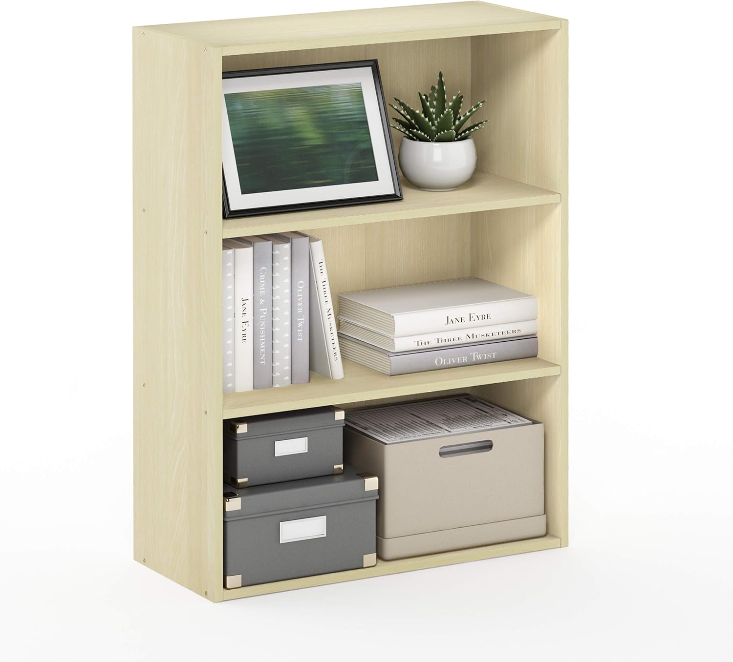 5-Cube Closed Back Bookshelf, Extra Thick Frame, Dark Oak, Storage Organizer