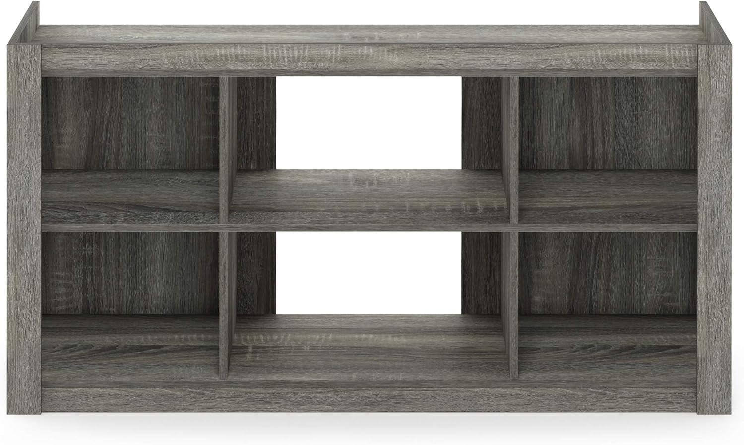 3x2 Cube Storage Bookcase Organizer with Bins, French Oak Grey/Black