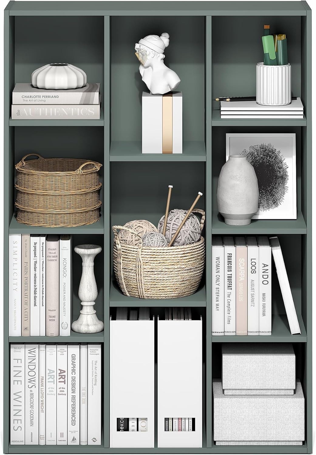 7-Cube Bookshelf, White, Bookcase for Living Room, Bedroom, Home Office