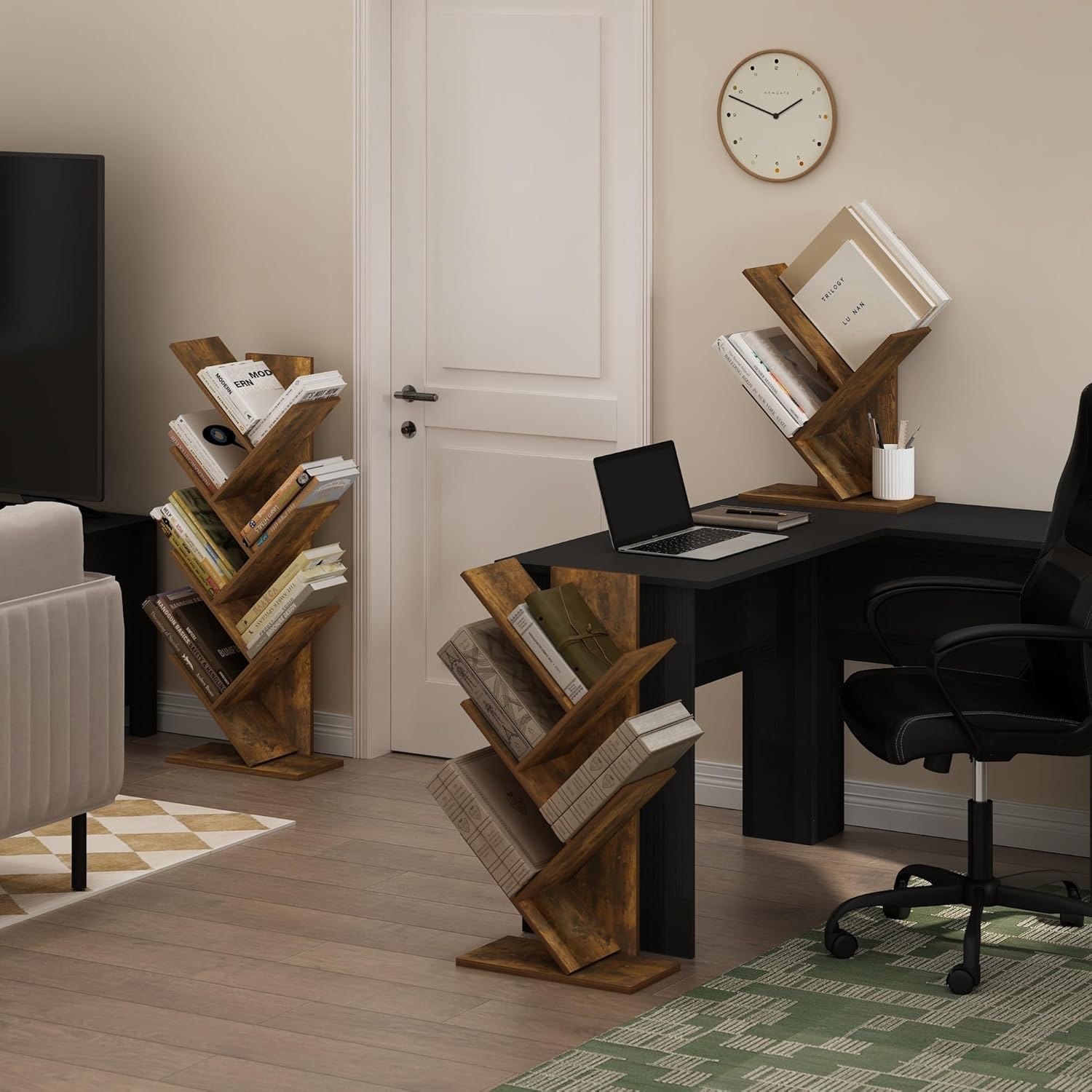 7-Cube Bookshelf, White, Bookcase for Living Room, Bedroom, Home Office