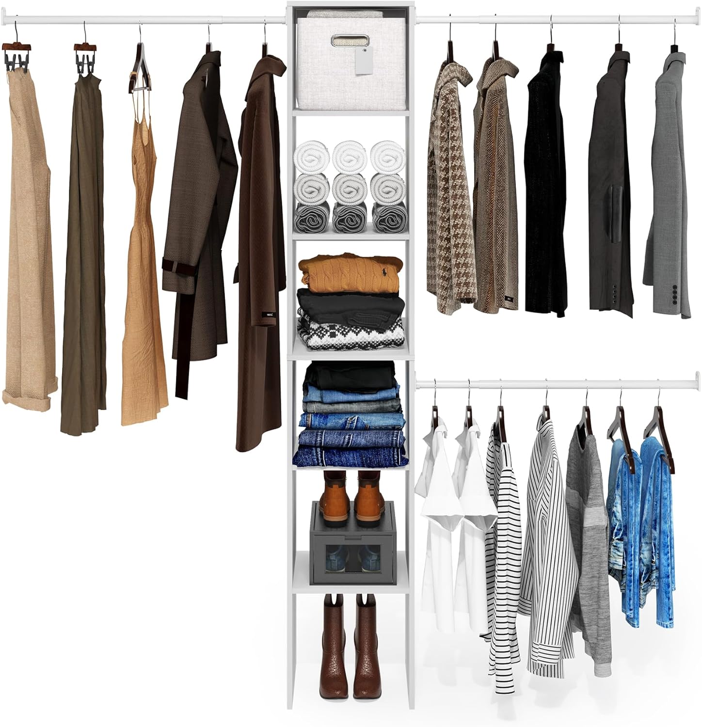 9-Cube Open Shelf Closet Organizer, White, Wardrobe and Bedroom Storage