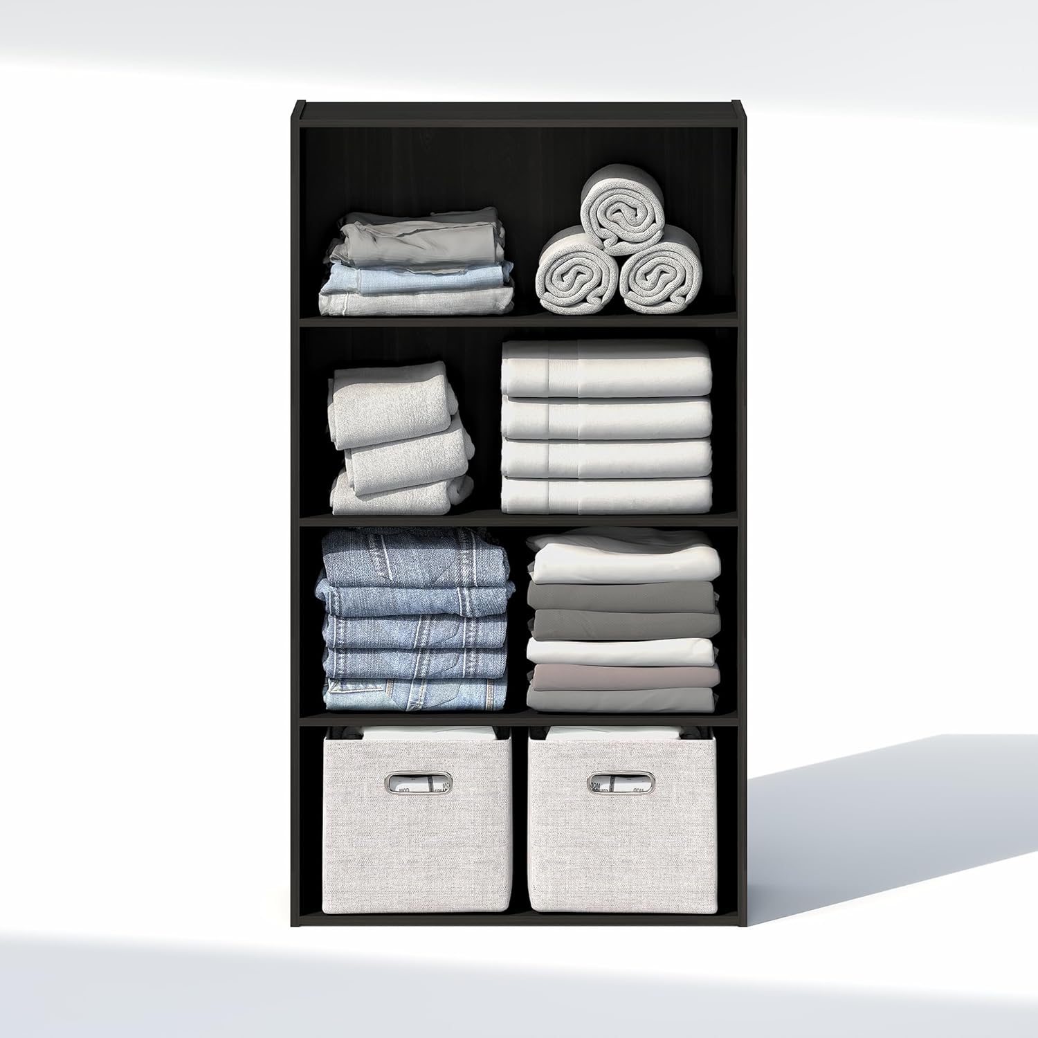 5-Cube Reversible Closet Shelf Organizer, White, Storage for Bedroom or Closet