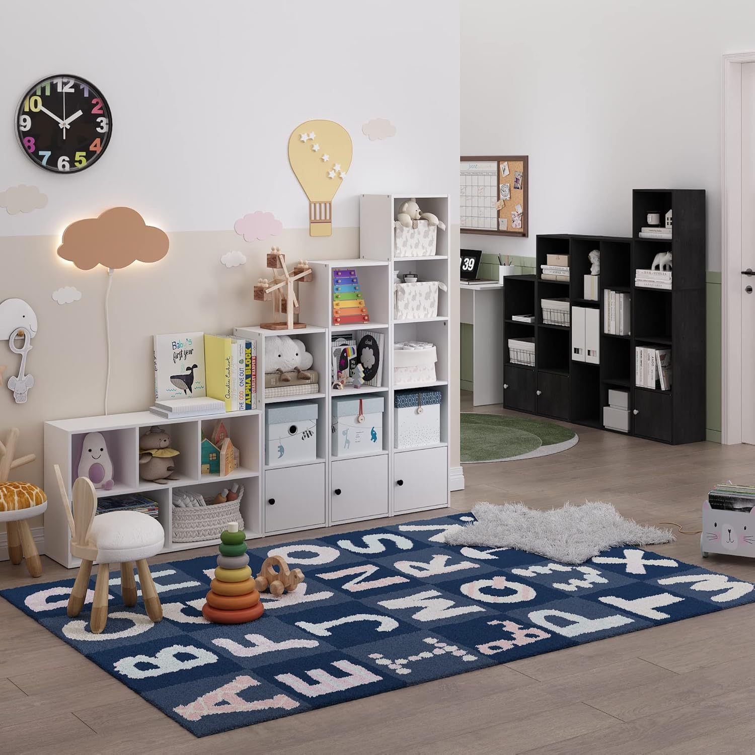 5-Cube Bookshelf, White, Reversible Bookcase for Living Room, Bedroom, Home Office