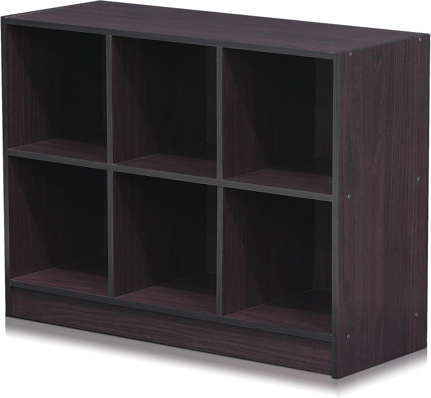 3x2 Cube Storage Bookcase Organizer with Bins, French Oak Grey/Black