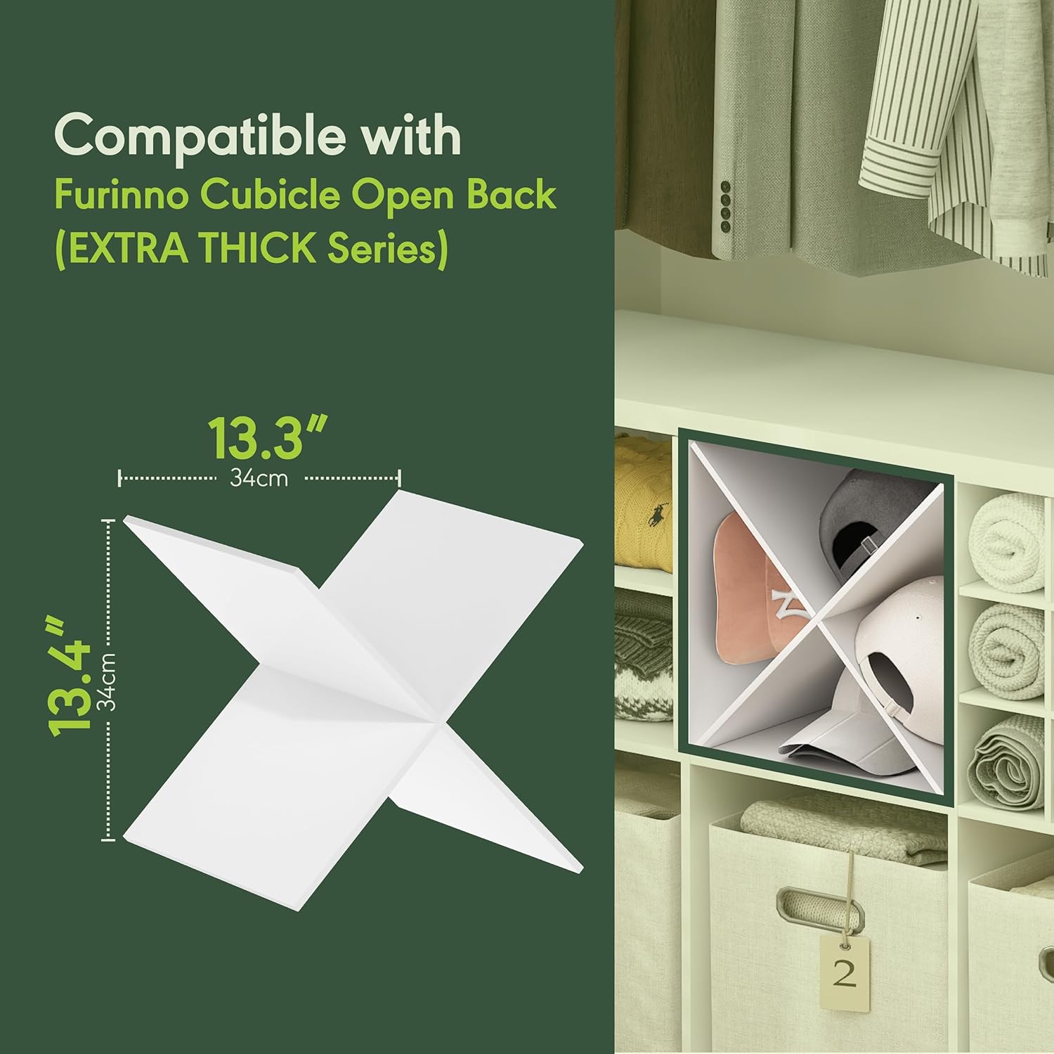 H-Shelf Cube Insert, Fits Extra Thick Cubes, White, Modular Storage Solution