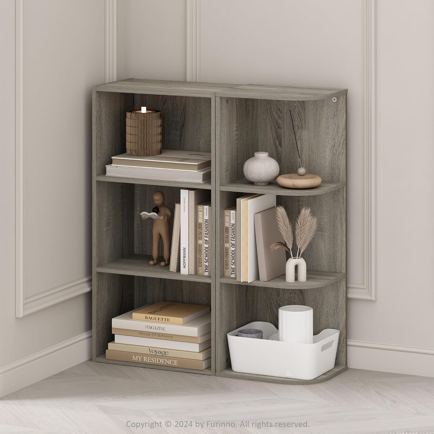 5-Cube Reversible Closet Shelf Organizer, White, Storage for Bedroom or Closet