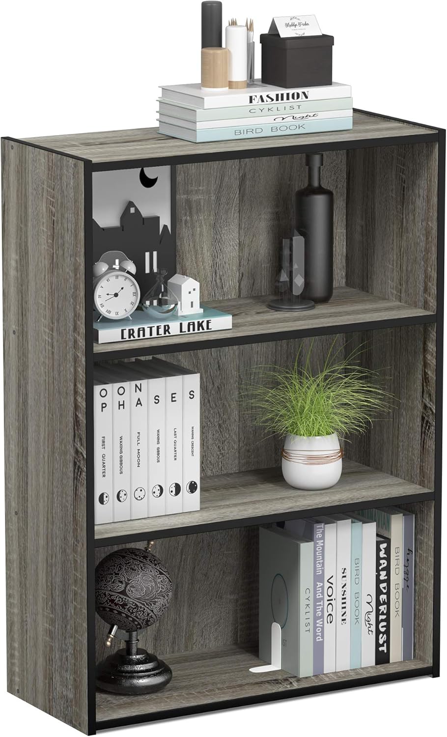 5-Cube Closed Back Bookshelf, Extra Thick Frame, Dark Oak, Storage Organizer