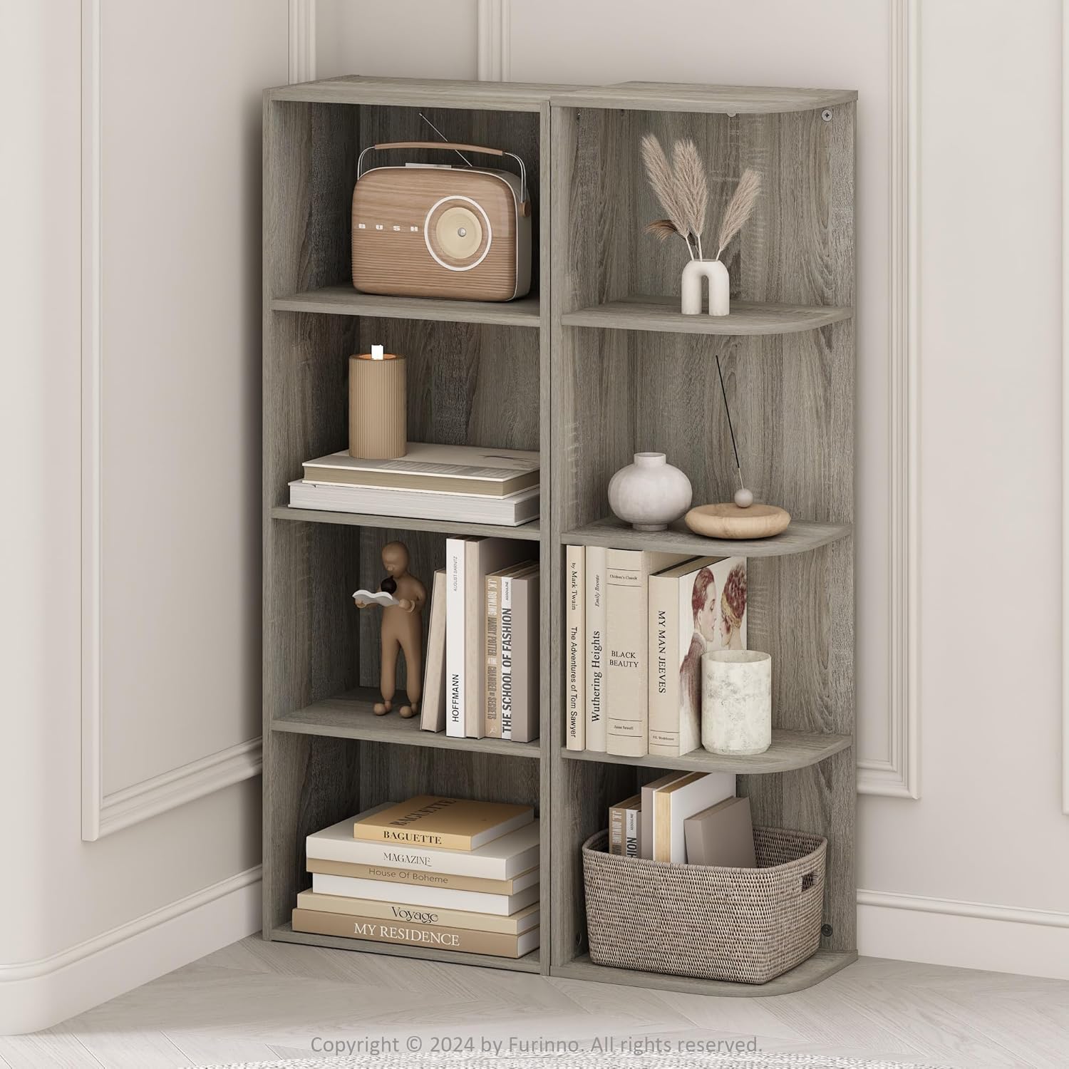 5-Cube Reversible Closet Shelf Organizer, White, Storage for Bedroom or Closet