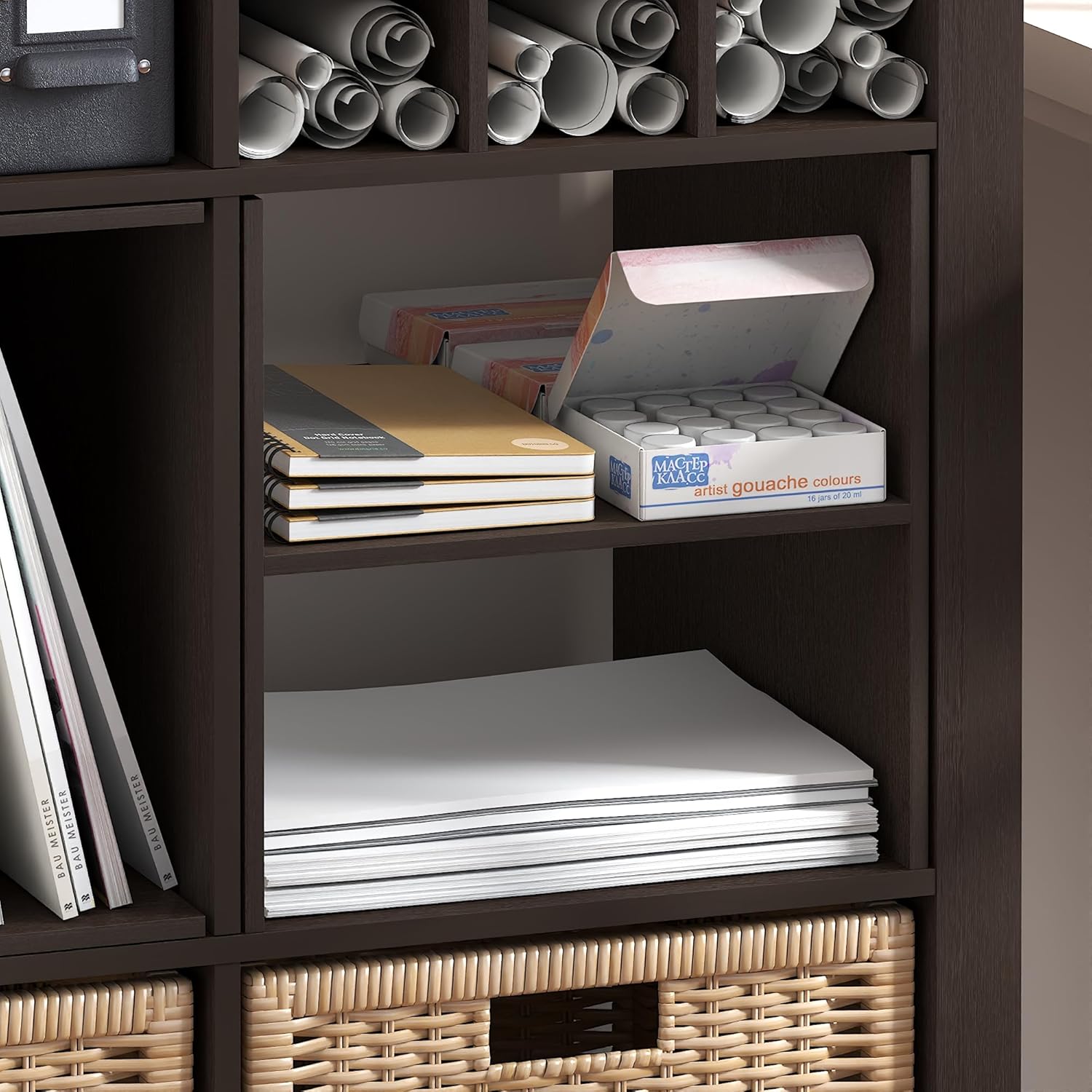 2-Tier Cube Insert Shelf, H-Shelf Organizer, Fits 3x3 Cubes and Kallax, White