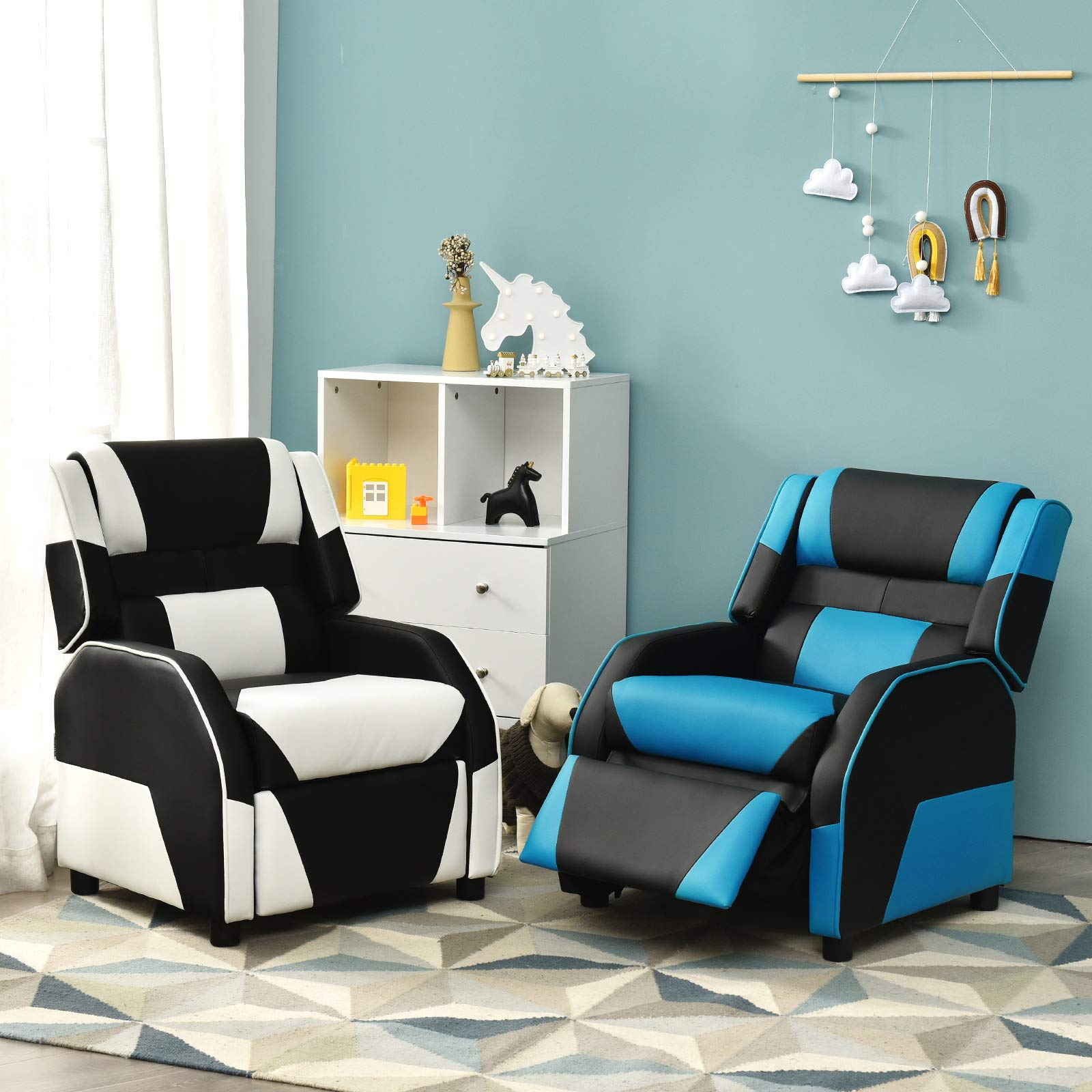 Kids Gaming Recliner Chair, Adjustable Leather Lounge, Ergonomic