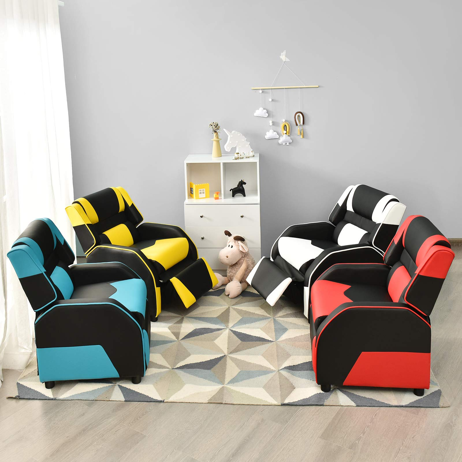 Kids Gaming Recliner Chair, Adjustable Leather Lounge, Ergonomic