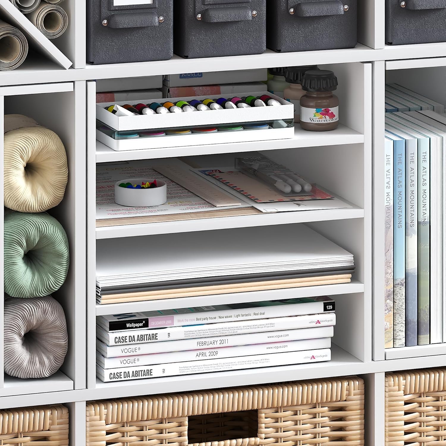 2-Tier Cube Insert Shelf, H-Shelf Organizer, Fits 3x3 Cubes and Kallax, White