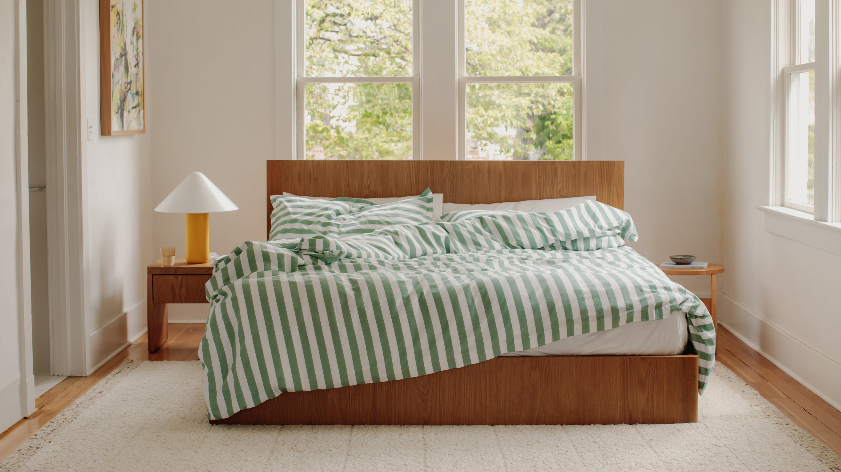 Queen Storage Bed, White Oak, Modern Design