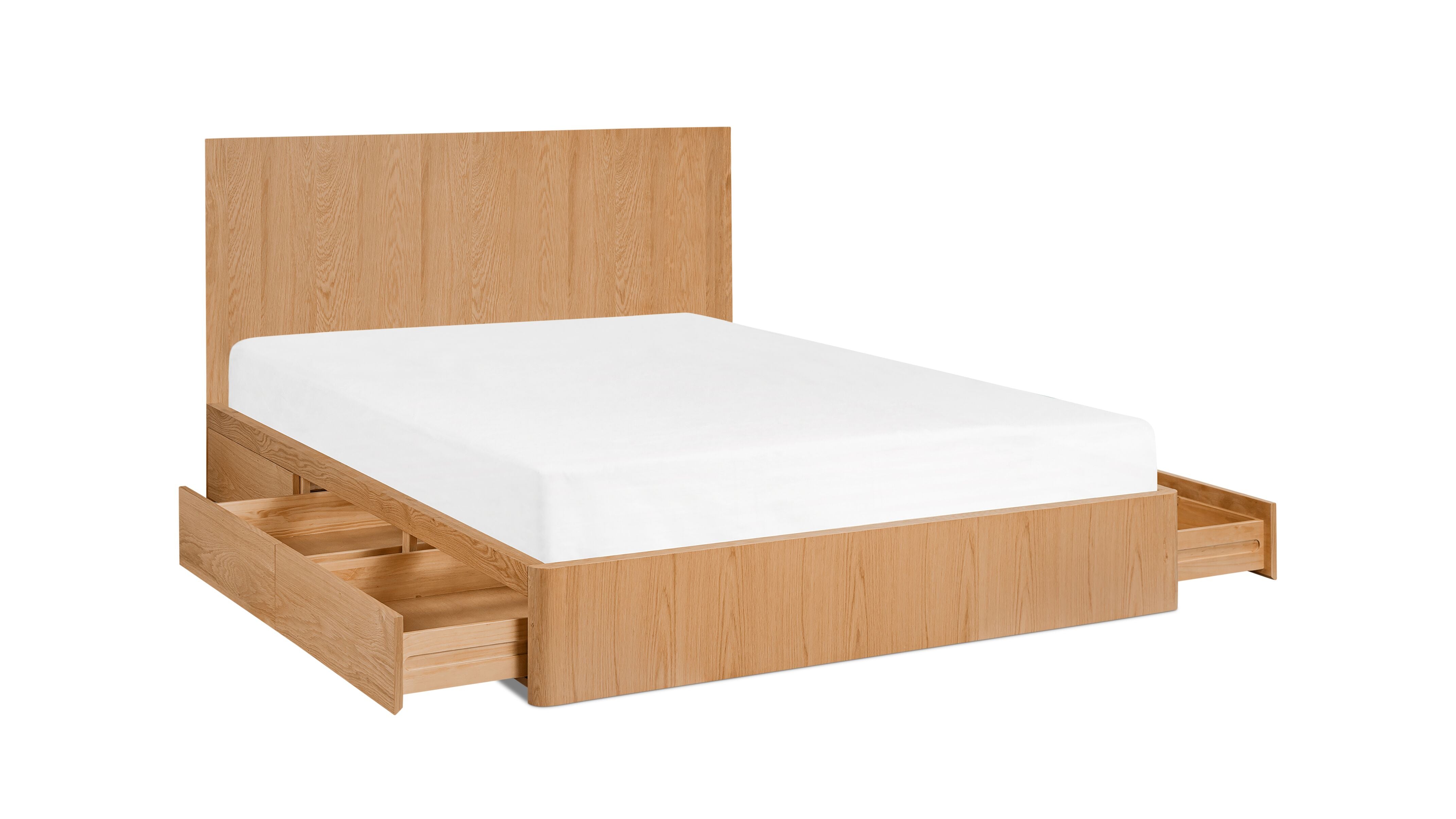 Queen Storage Bed, White Oak, Modern Design