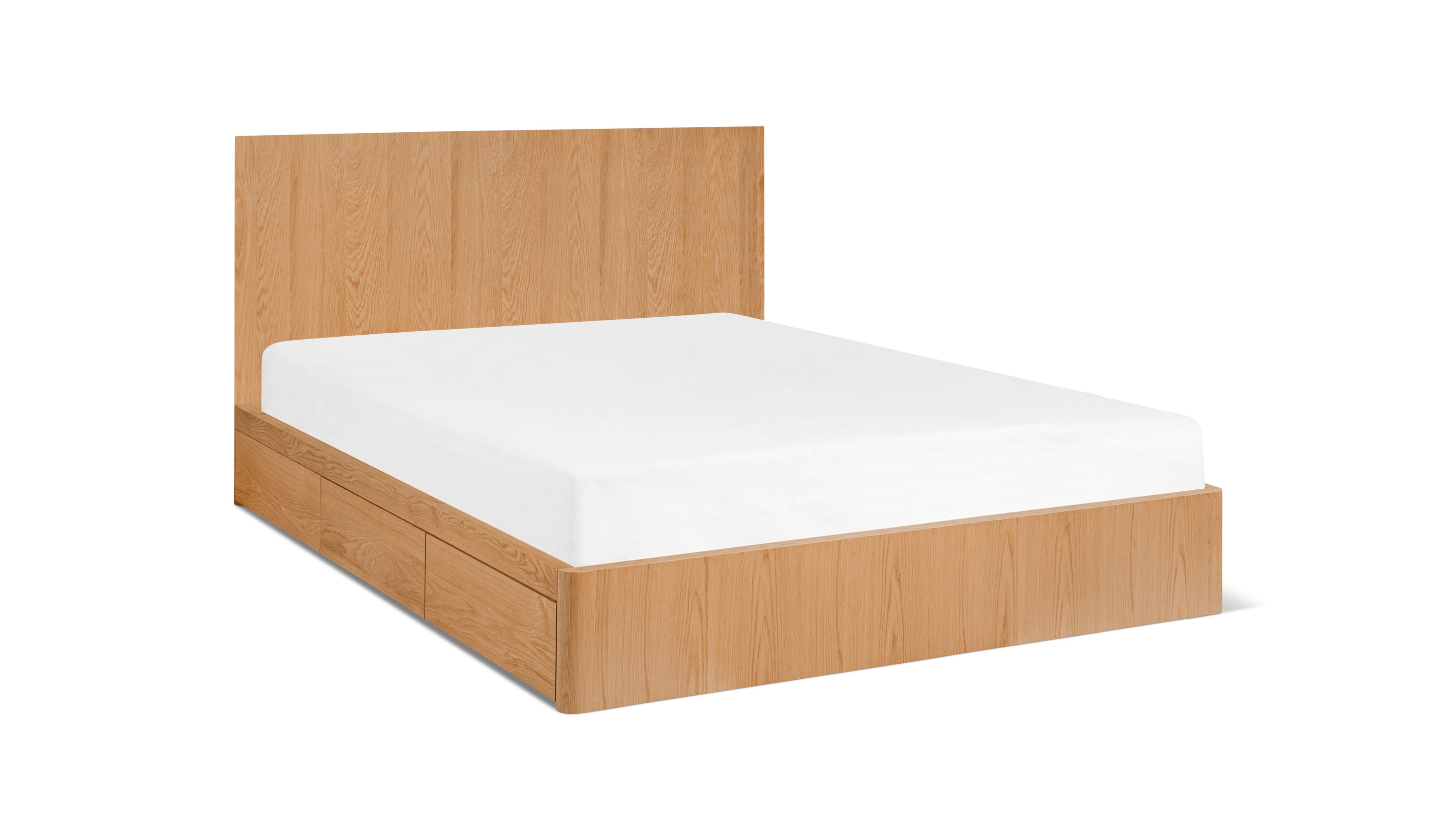 Queen Storage Bed, White Oak, Modern Design