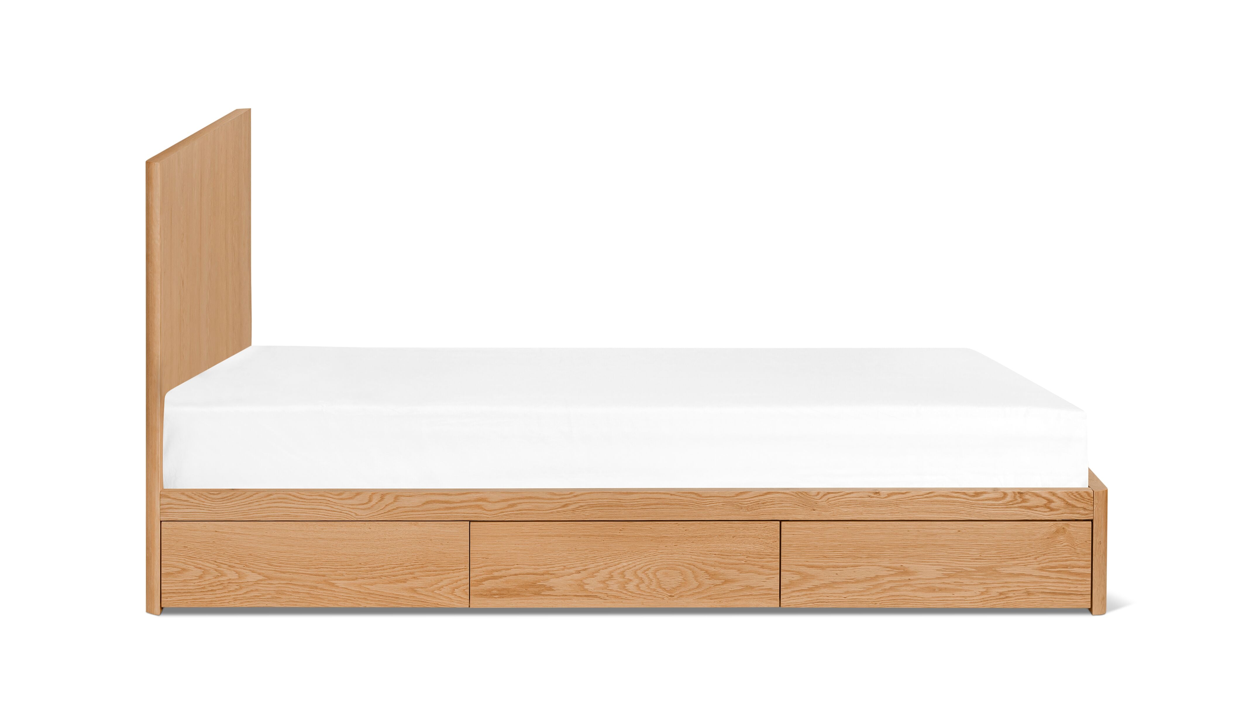 Queen Storage Bed, White Oak, Modern Design
