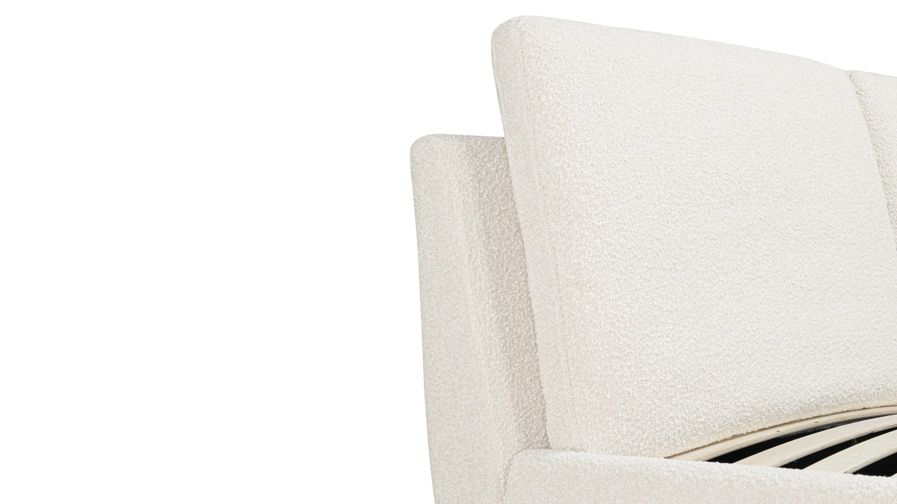 Queen Storage Bed, Cream Bouclé Upholstery