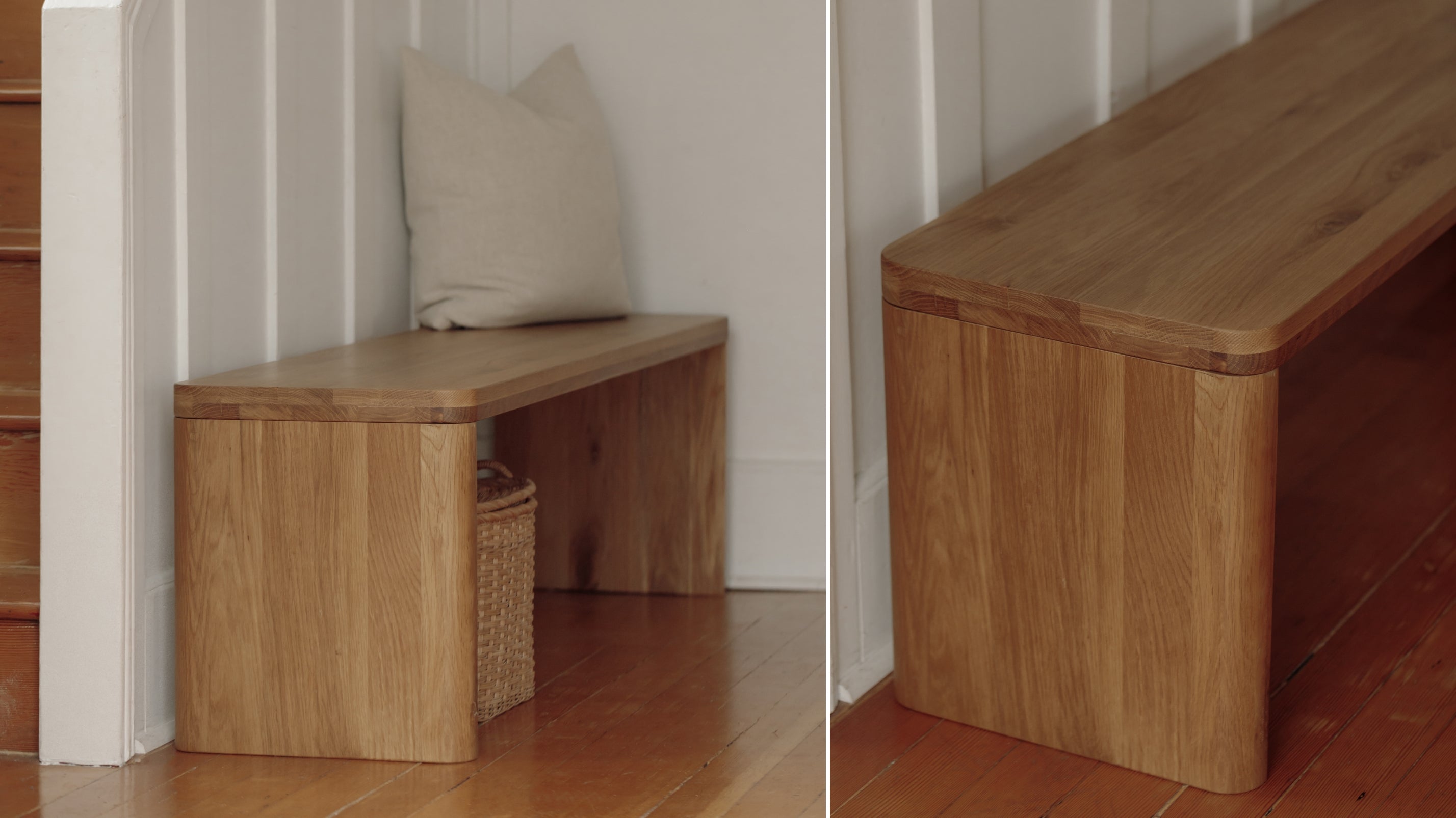 Oak Bench for 2, Dining or Entryway