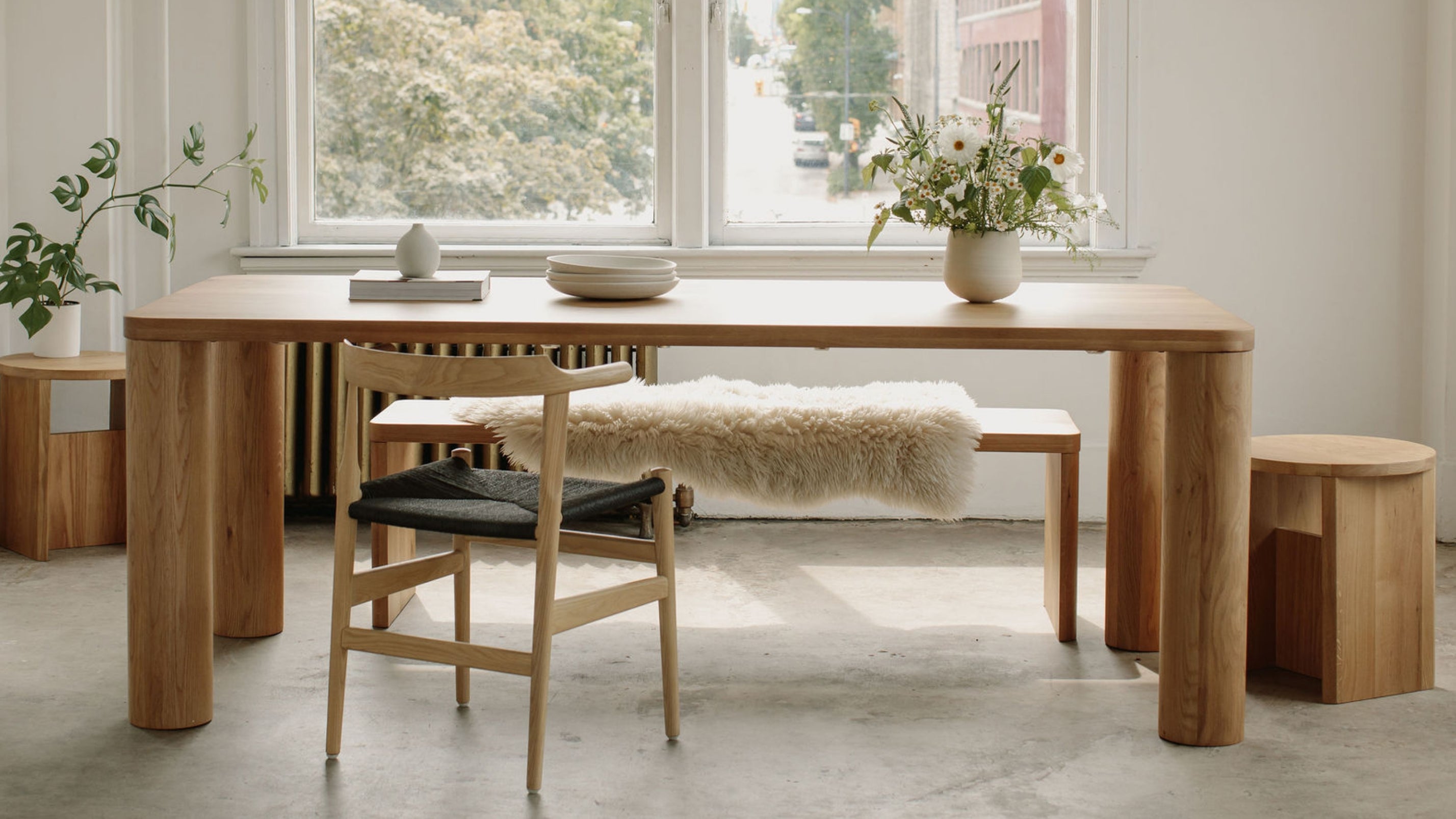 Oak Bench for 2, Dining or Entryway