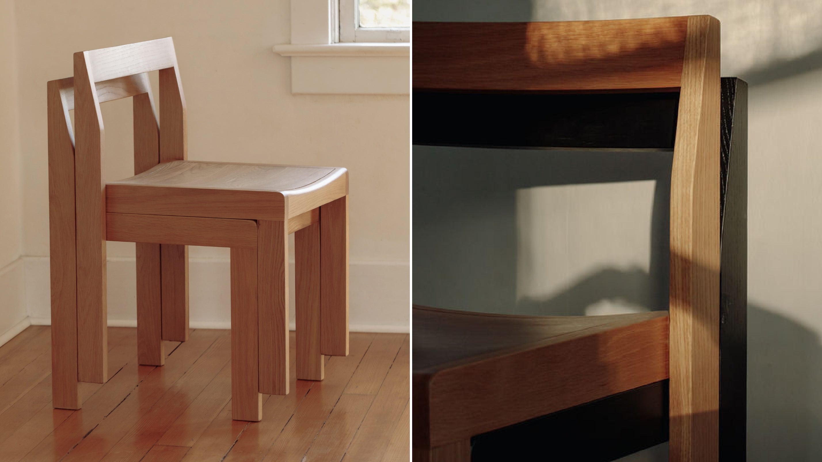 Oak Dining Chair, Set of 2, Modern Minimalist