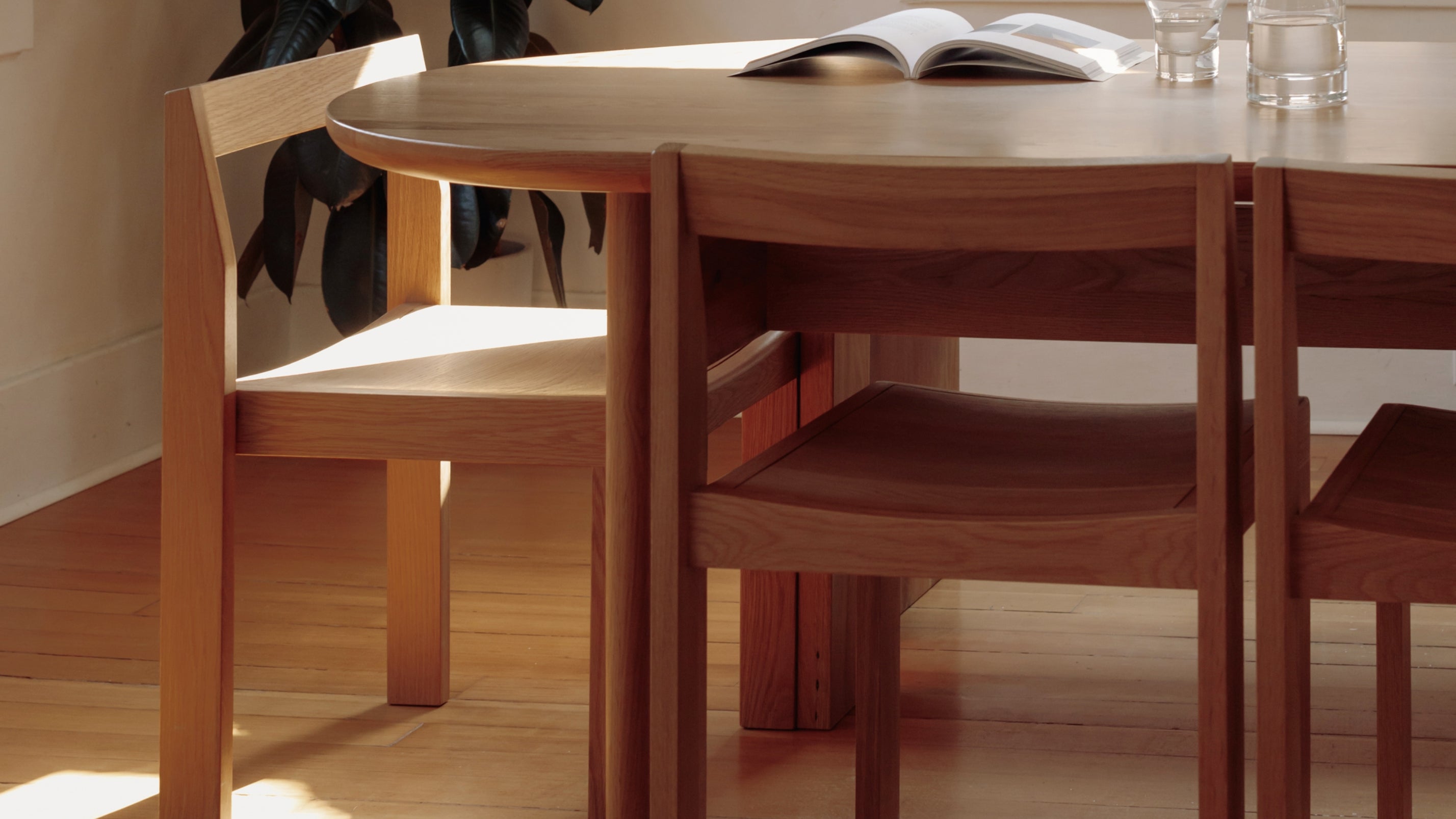 Oak Dining Chair, Set of 2, Modern Minimalist