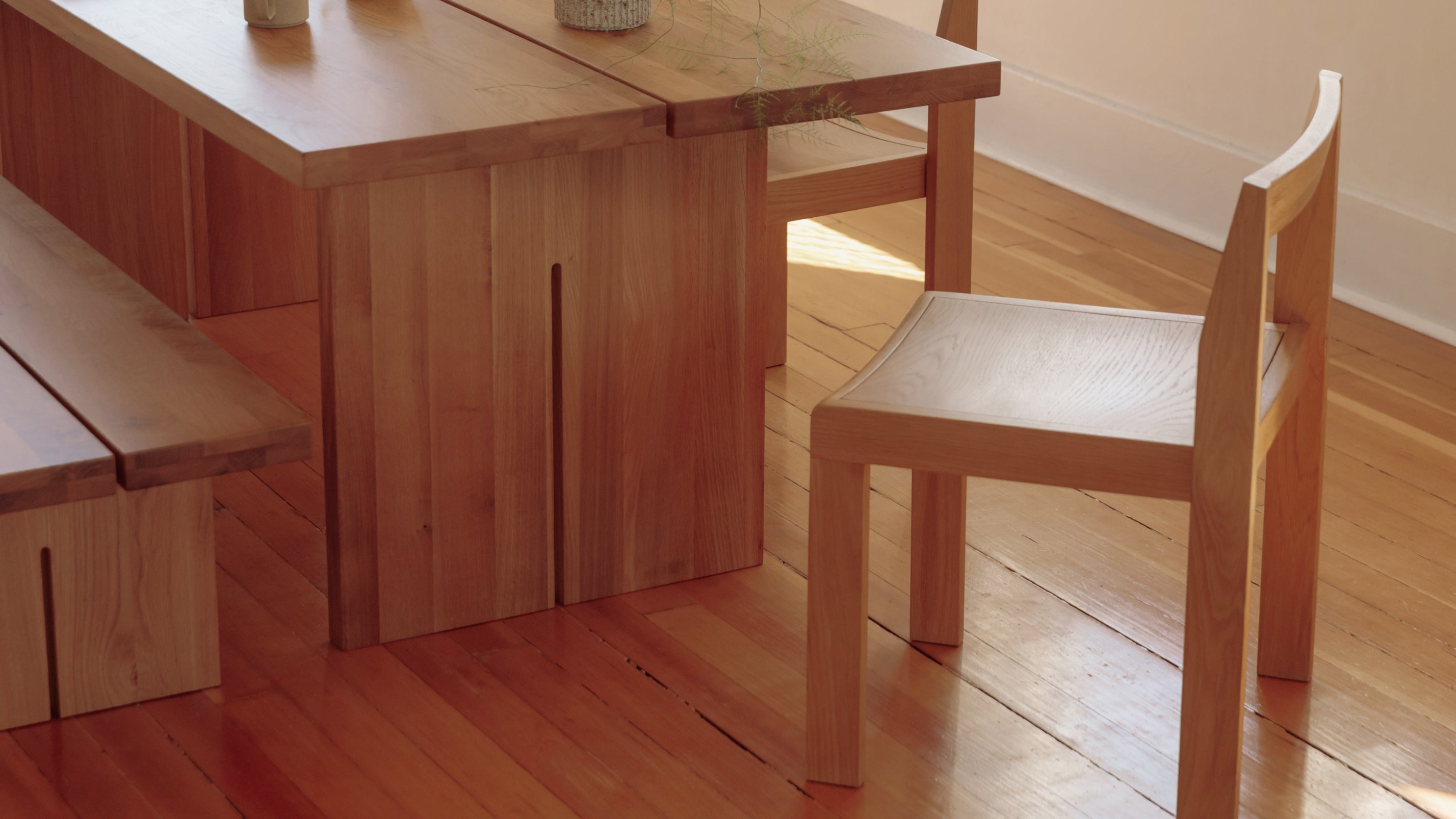 Oak Dining Chair, Set of 2, Modern Minimalist