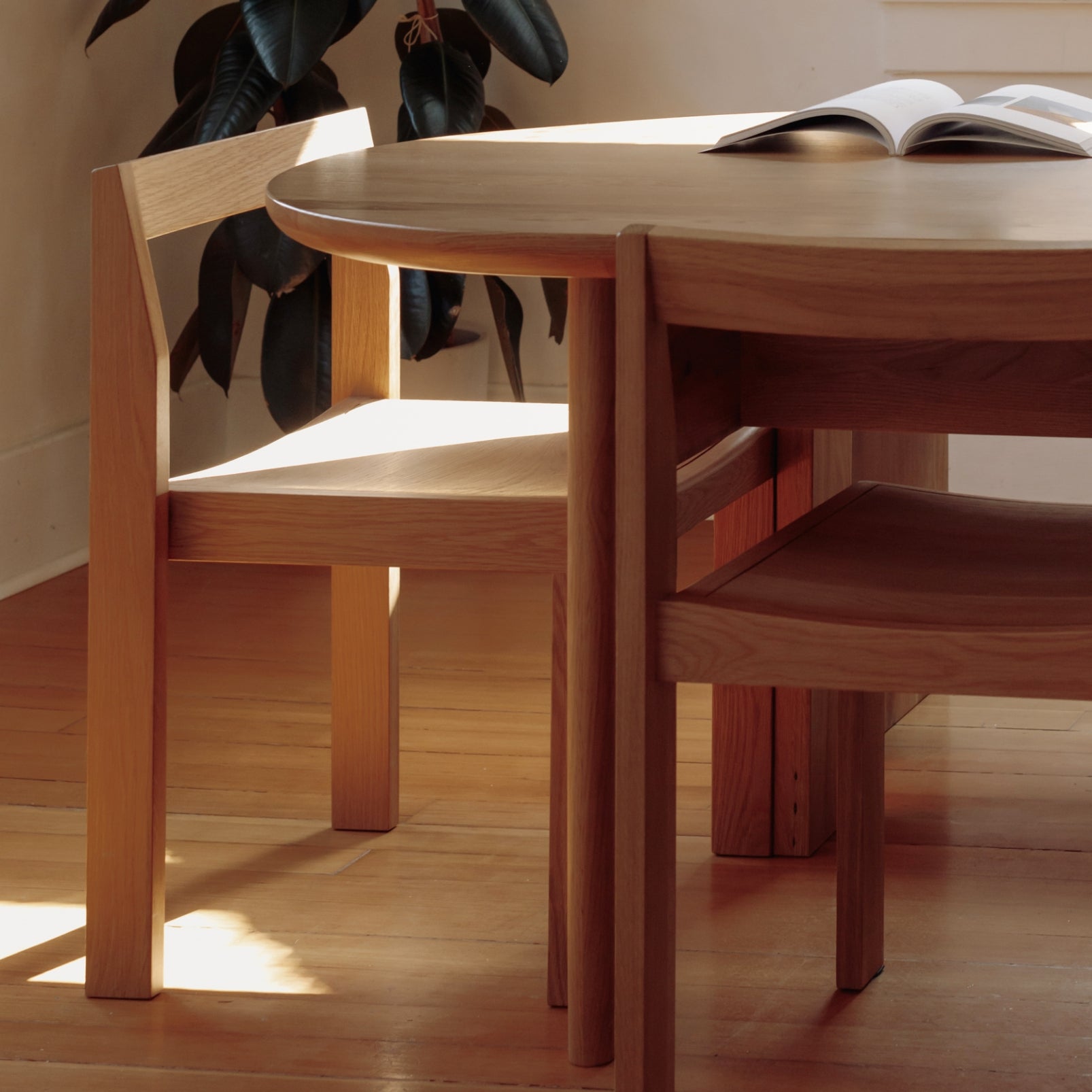 Oak Dining Chair, Set of 2, Modern Minimalist