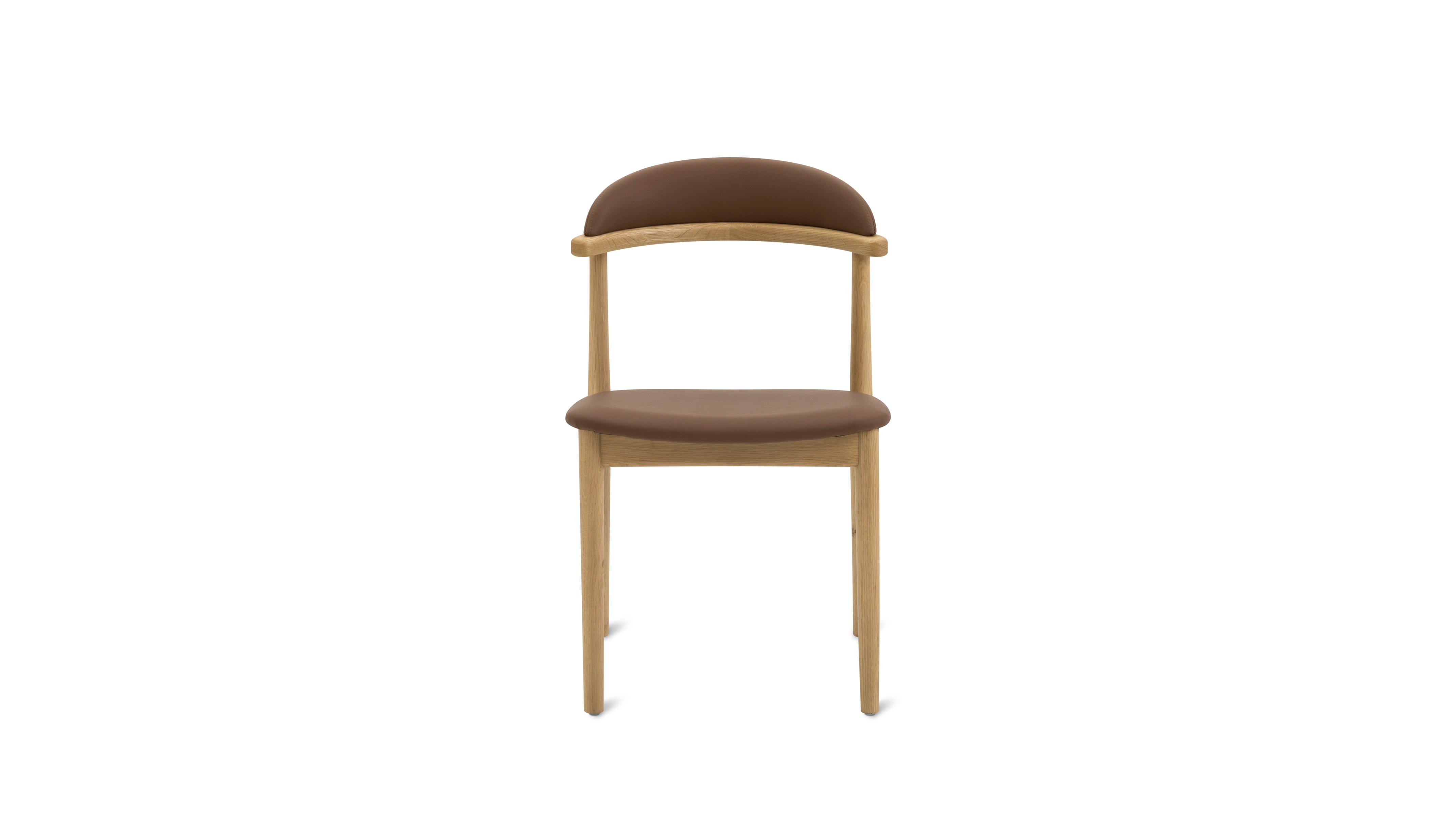 Oak Armless Dining Chair, Brown Seat, Set of 2