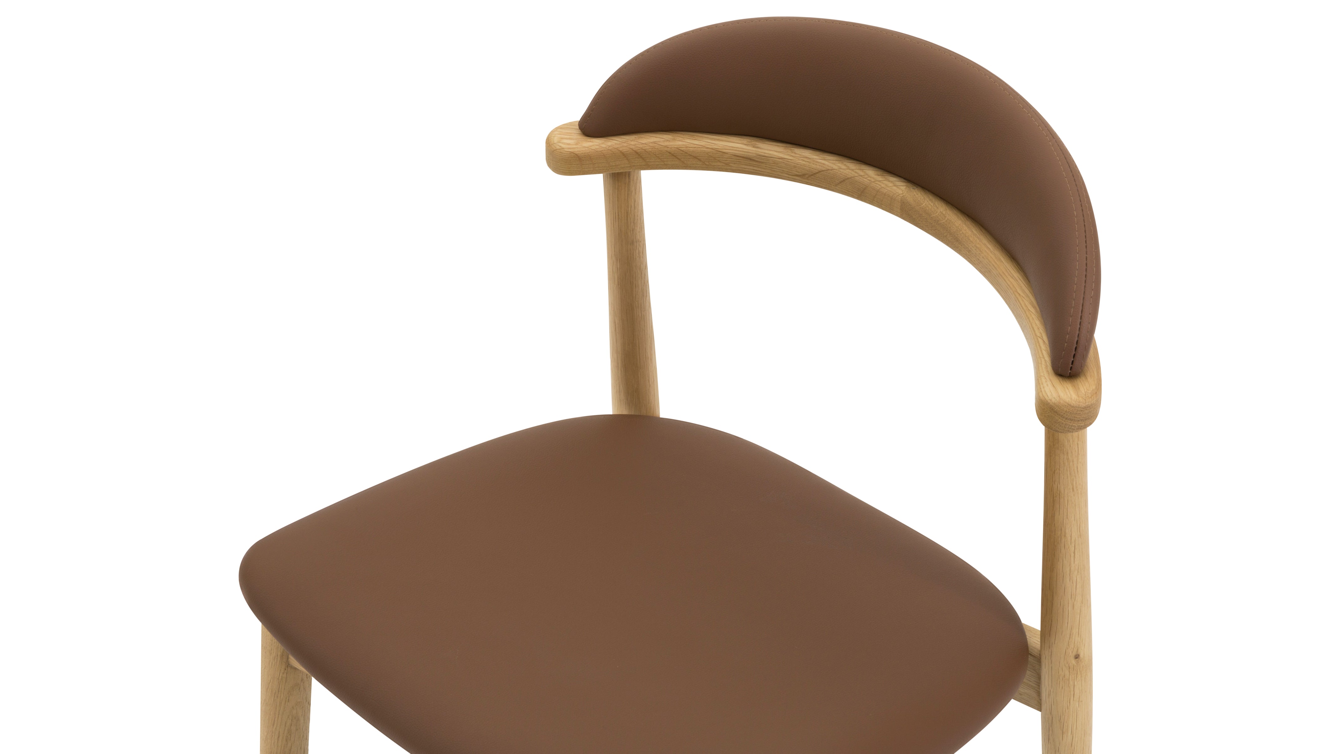 Oak Armless Dining Chair, Brown Seat, Set of 2