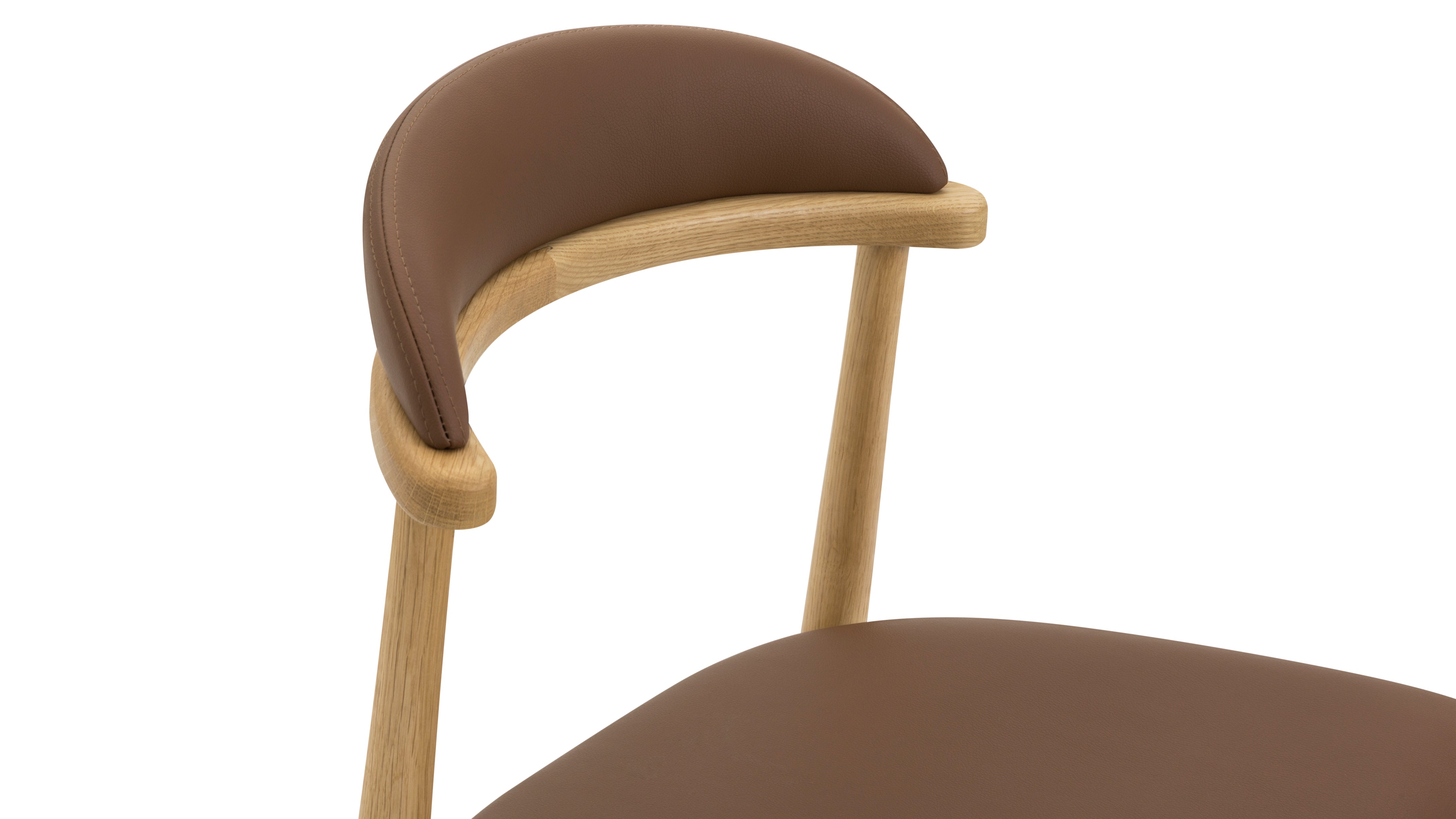 Oak Armless Dining Chair, Brown Seat, Set of 2