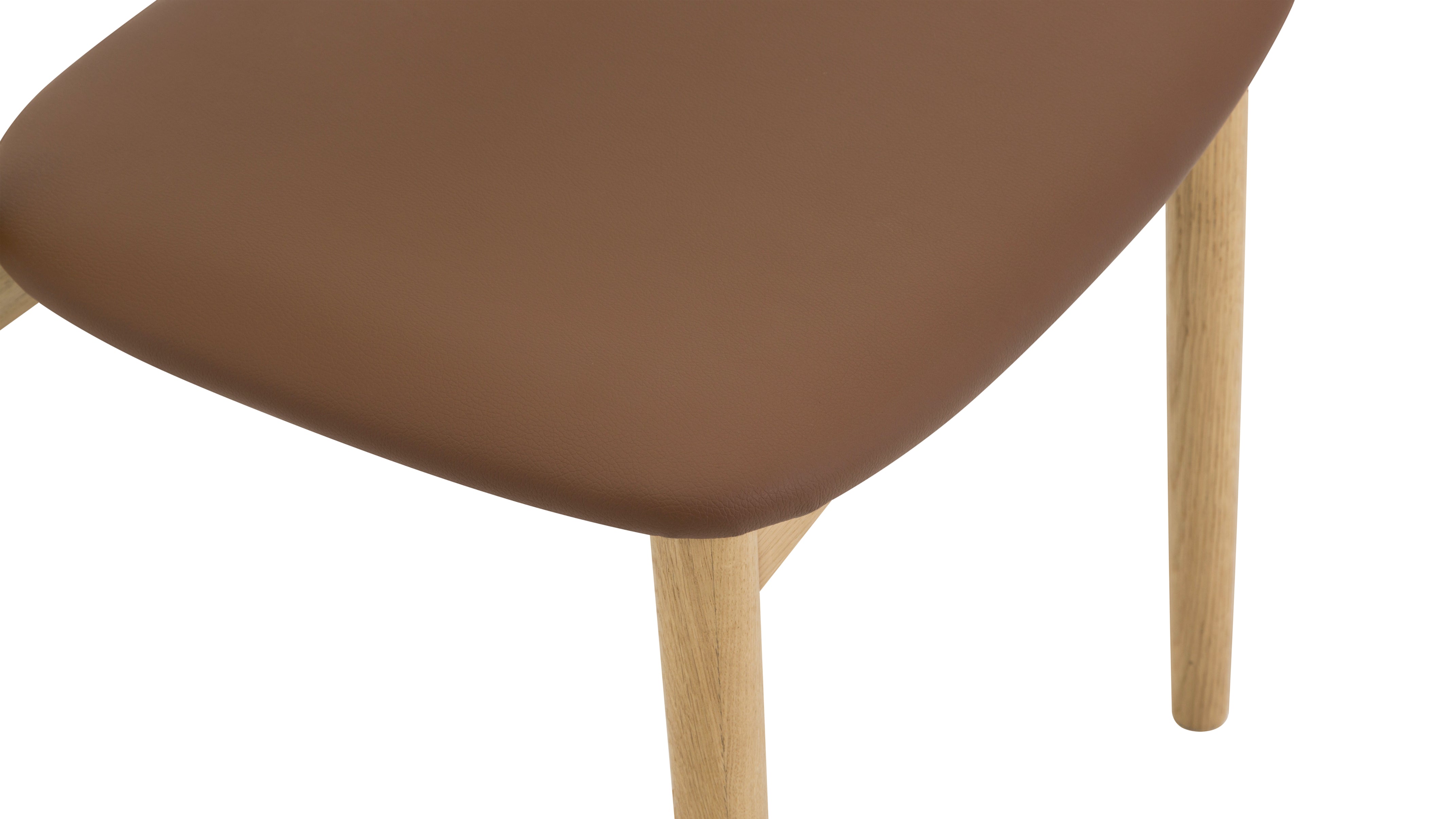 Oak Armless Dining Chair, Brown Seat, Set of 2