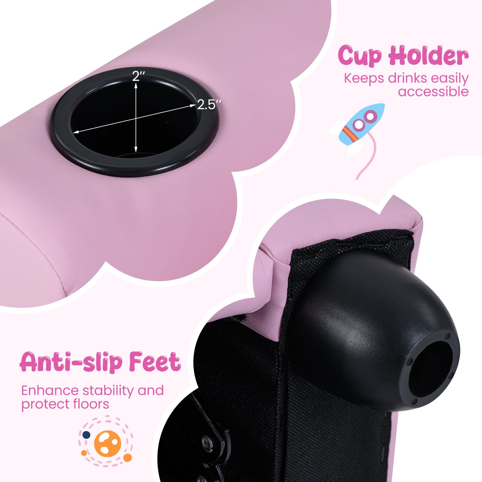 Kids Recliner Chair with Cup Holder, Armrest Sofa with Headrest & Footrest