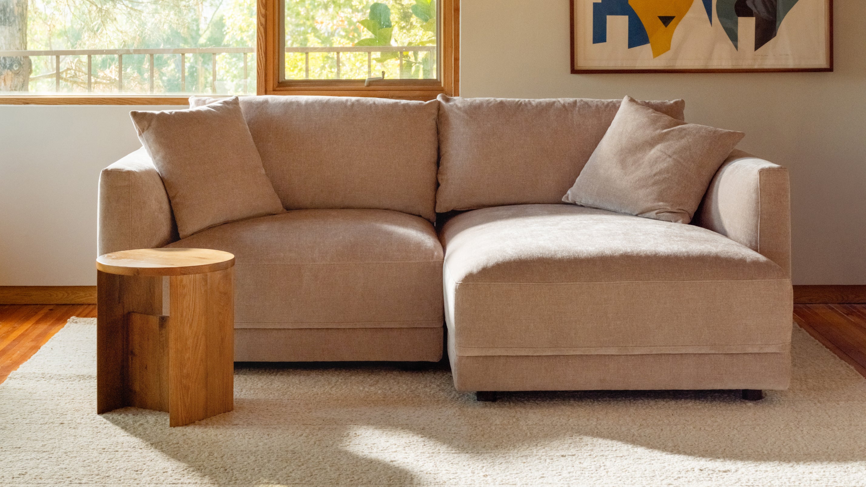 2-Piece Modular Sectional Sofa, Right-Facing, Cashew Fabric