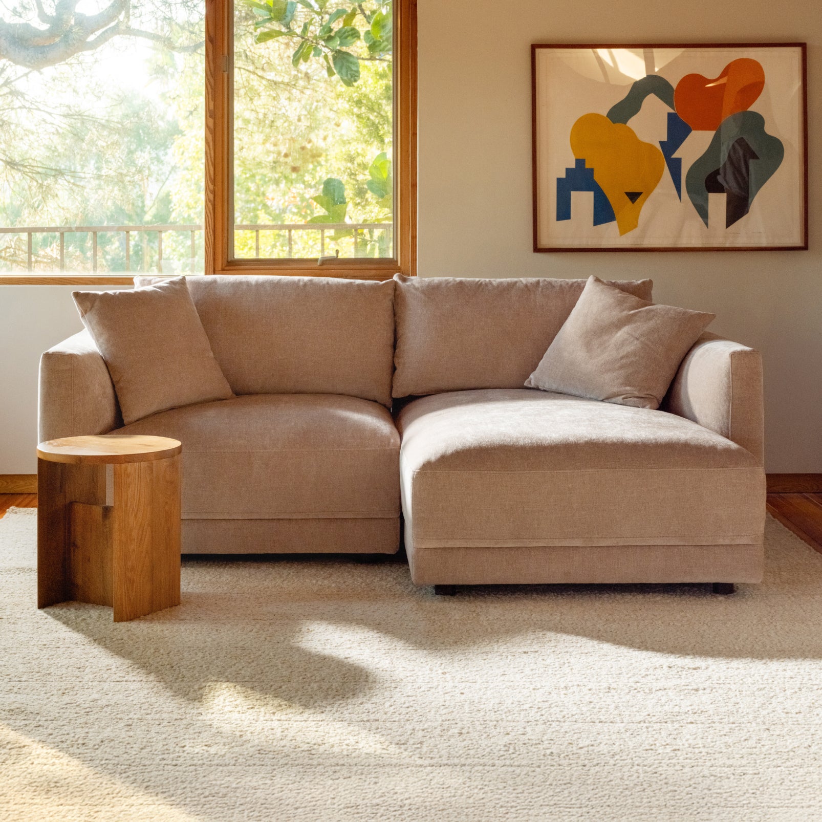 2-Piece Modular Sectional Sofa, Right-Facing, Cashew Fabric