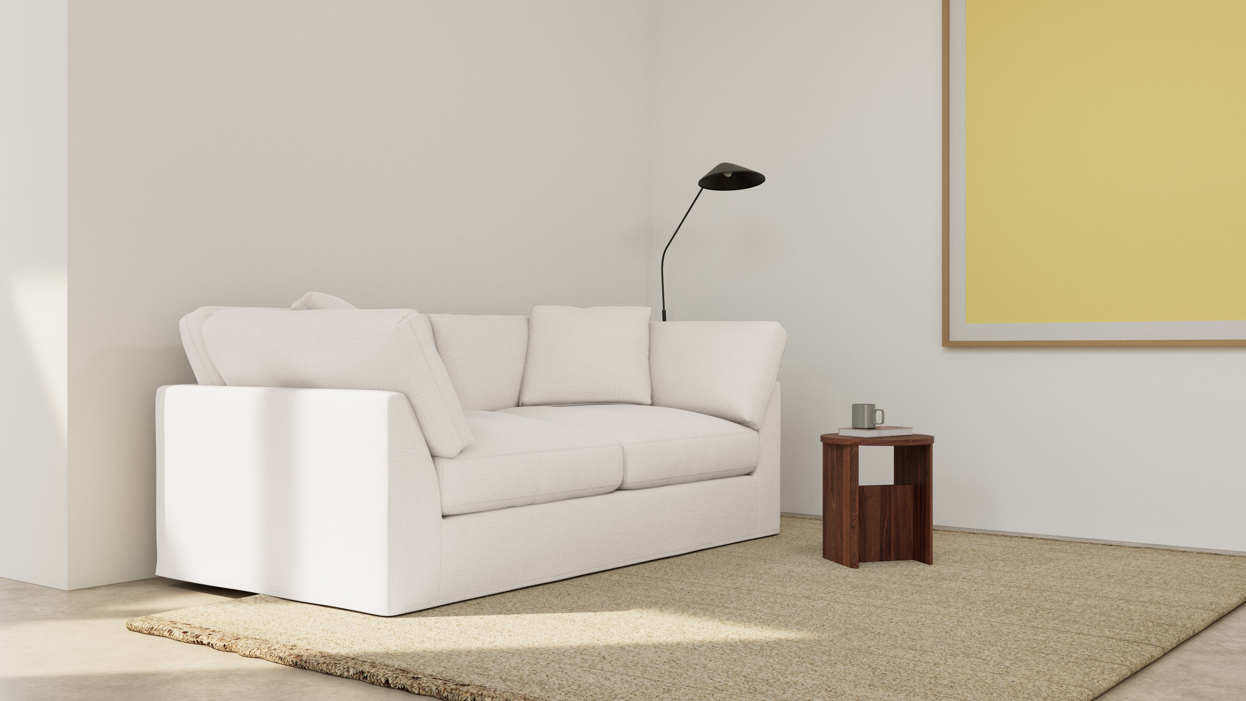 2.5-Seater Sofa, Cream Linen, Comfortable and Stylish