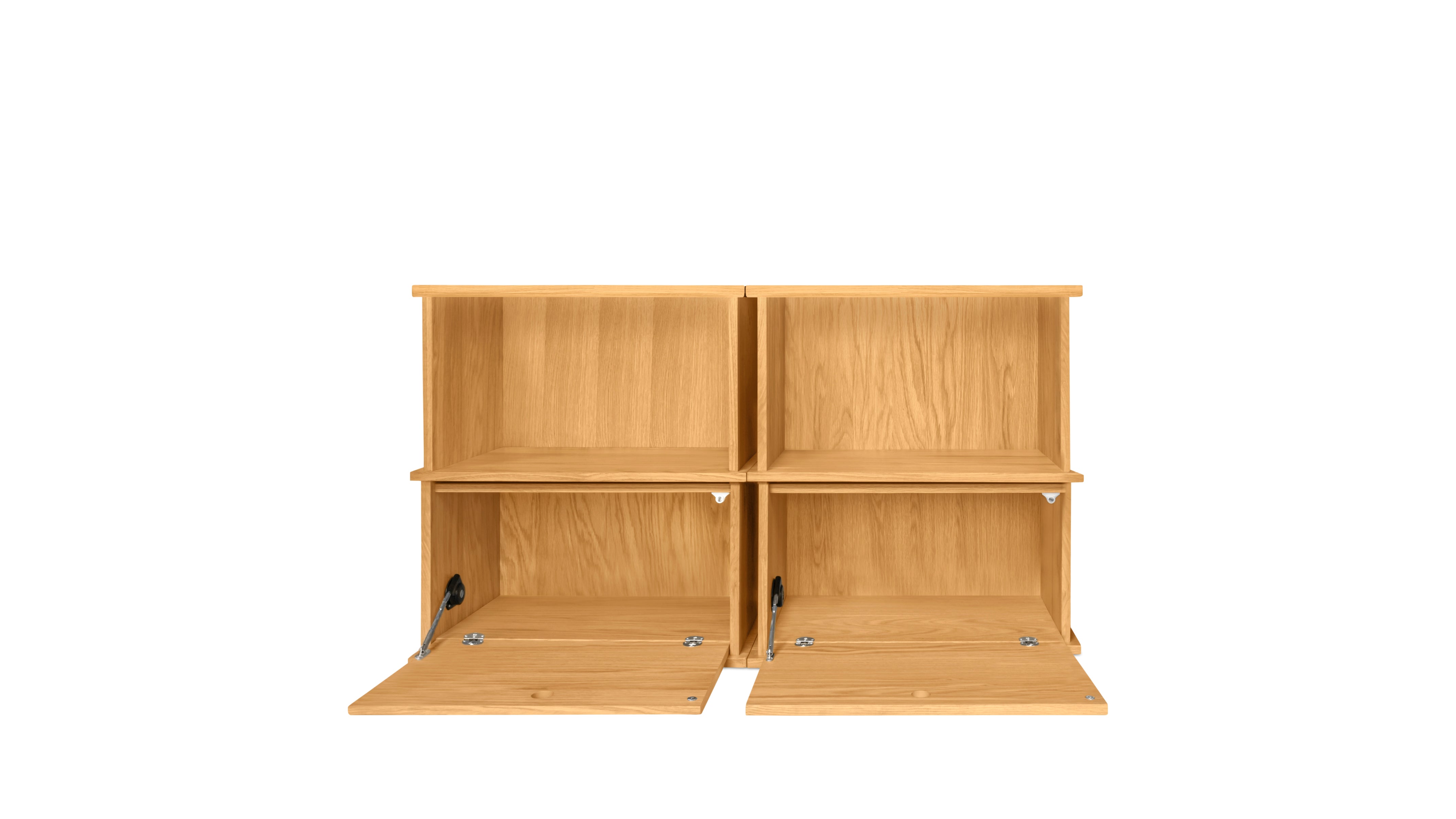 White Oak 4-Piece Storage System, Open and Closed Shelves