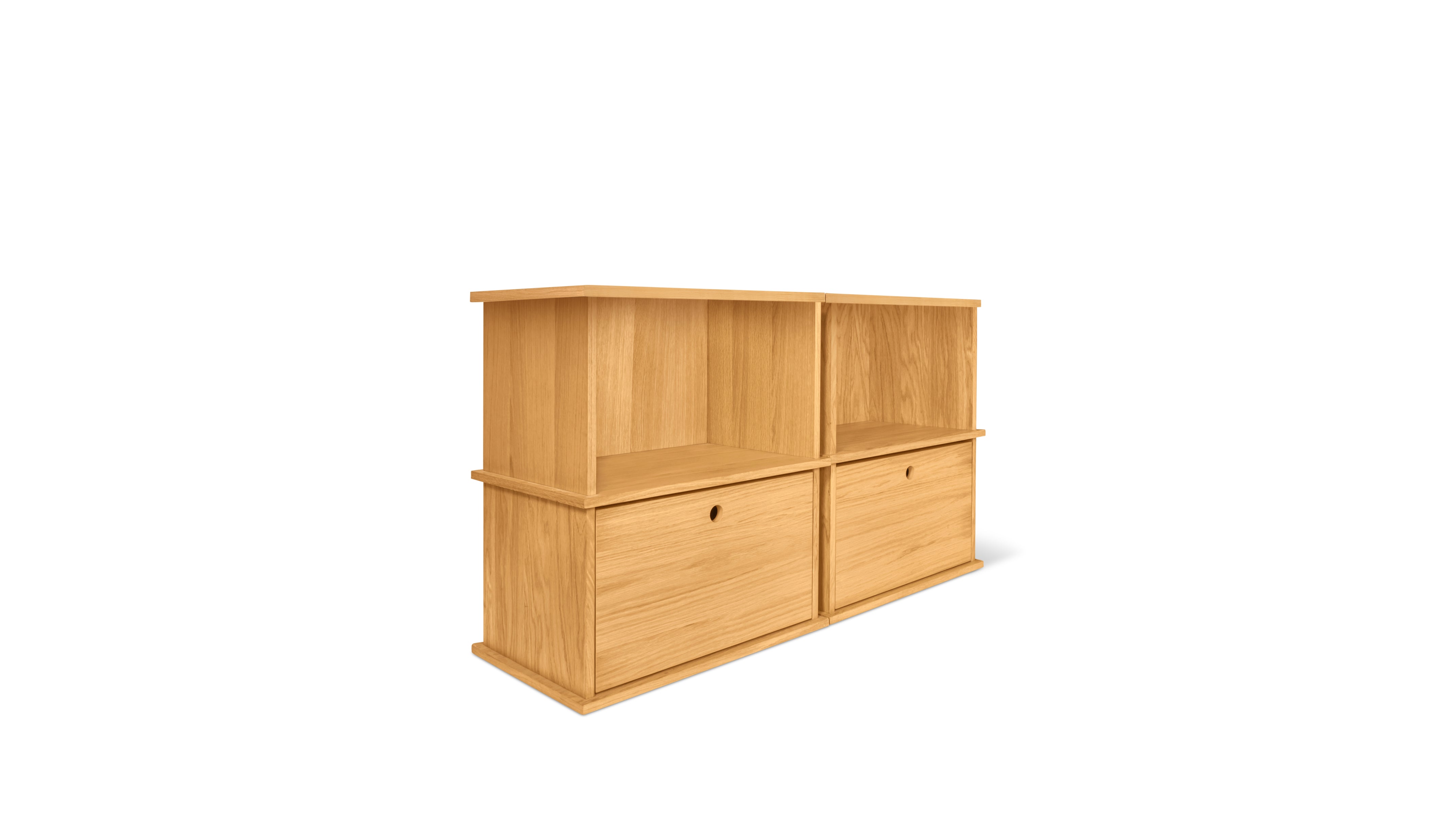 White Oak 4-Piece Storage System, Open and Closed Shelves