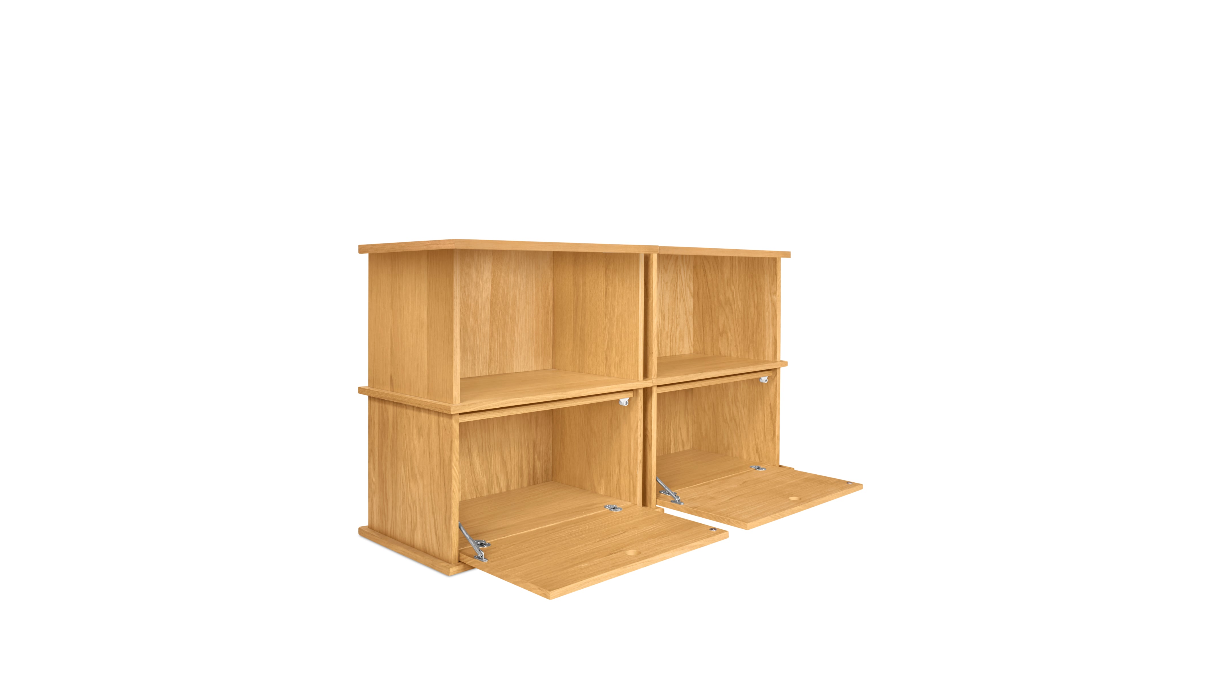 White Oak 4-Piece Storage System, Open and Closed Shelves